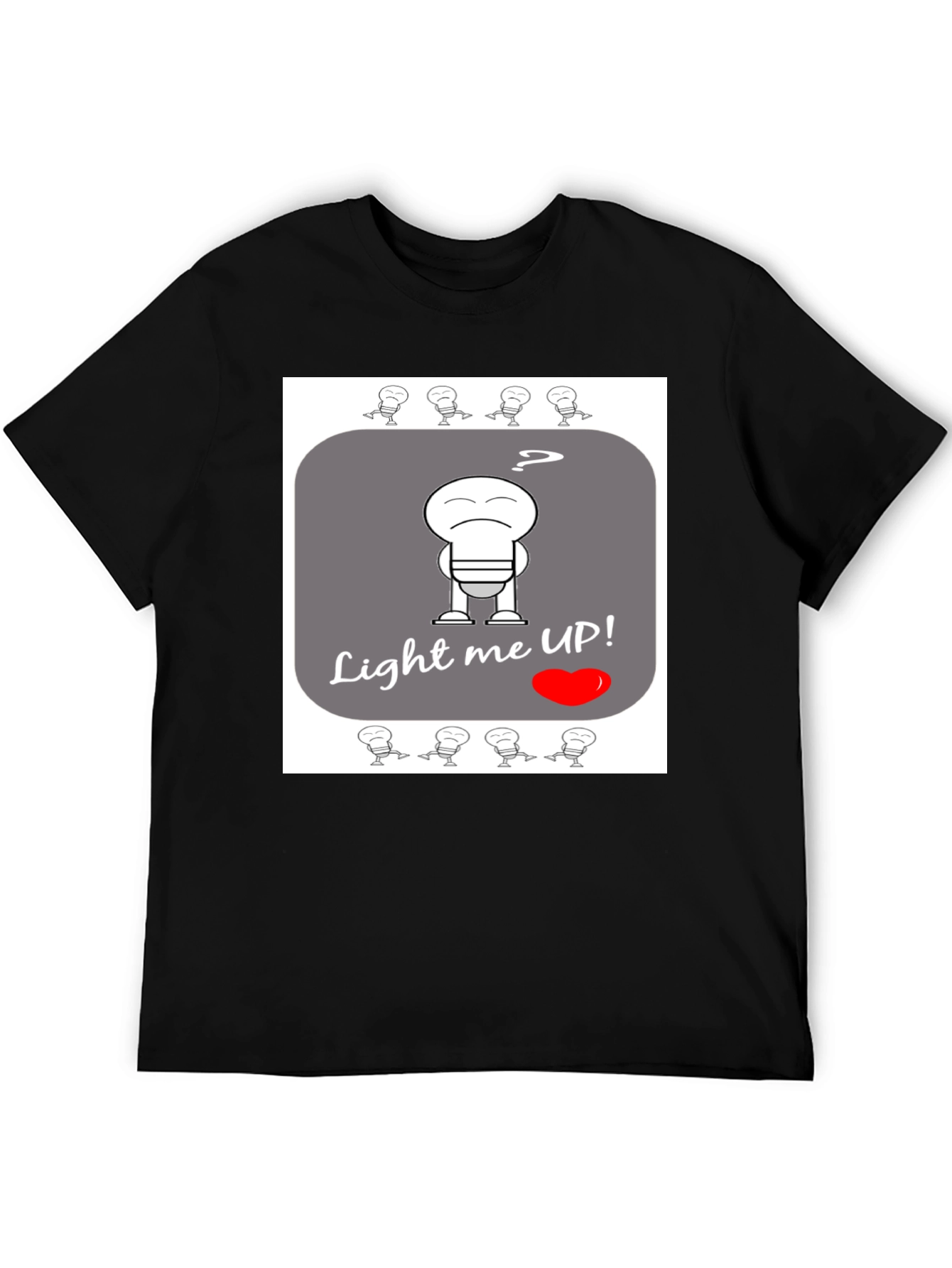 Humorous Light Me Up! Graphic T-Shirt - Black