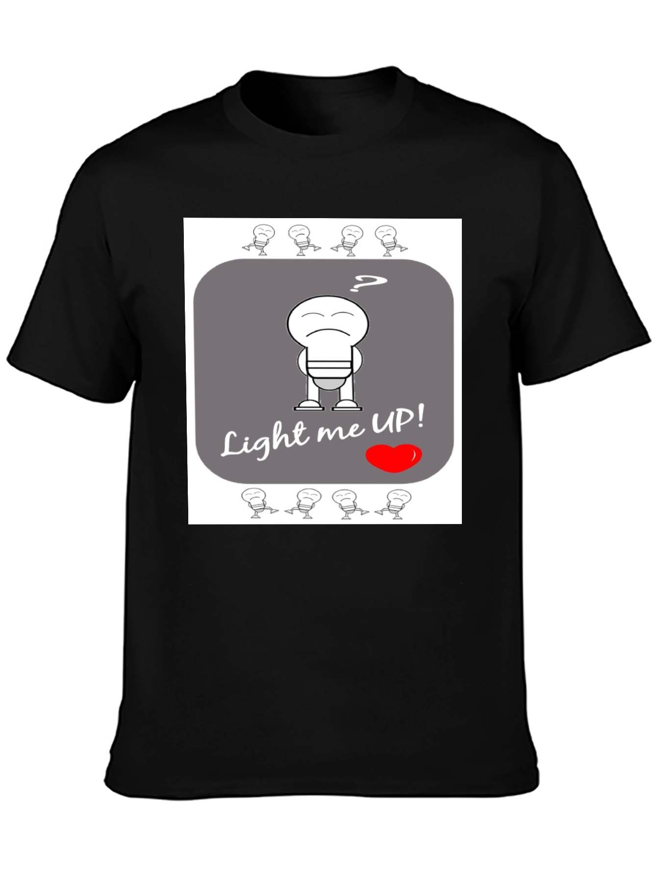 Humorous Light Me Up! Graphic T-Shirt - Black