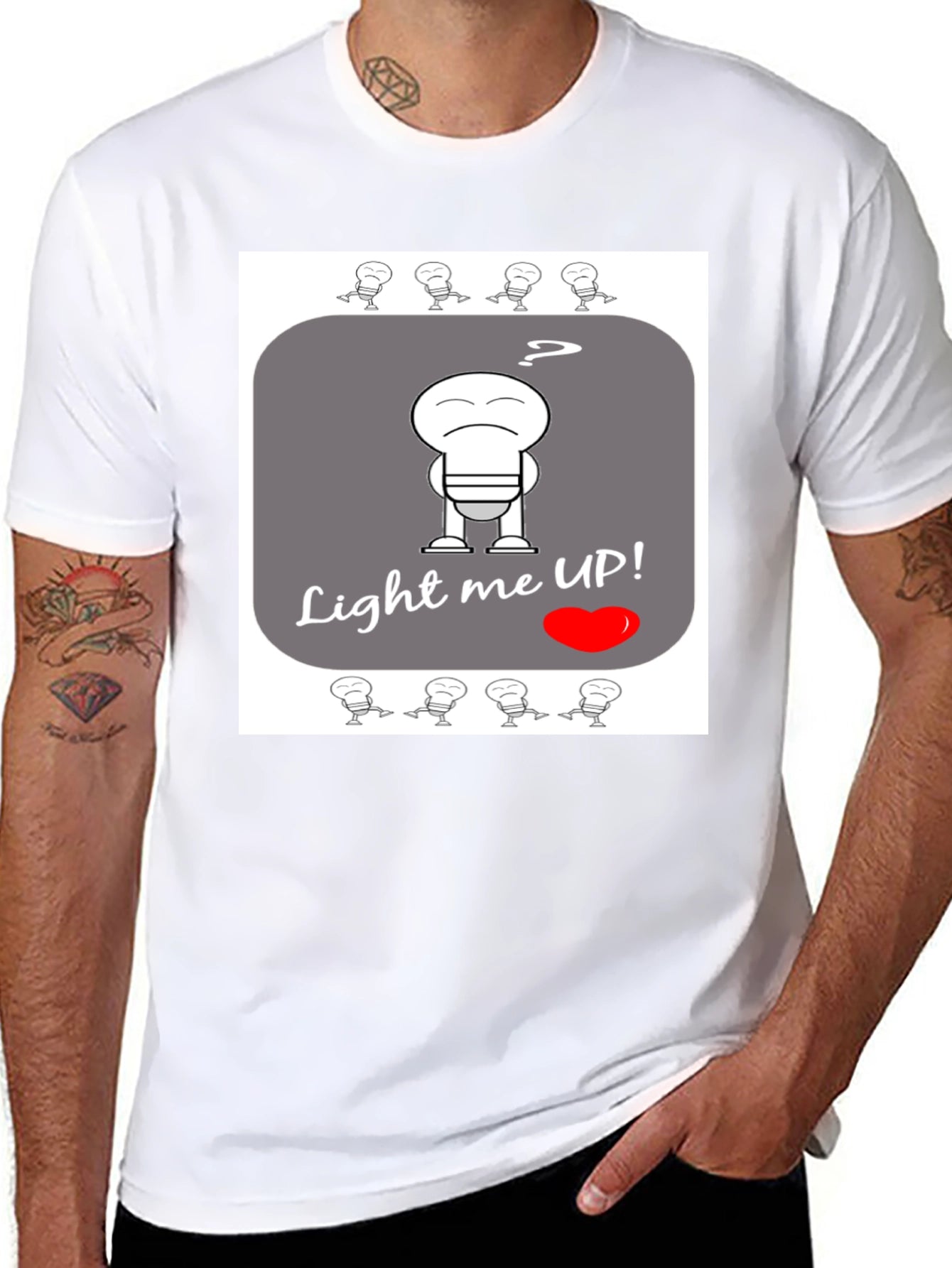Humorous Light Me Up! Graphic T-Shirt - Black