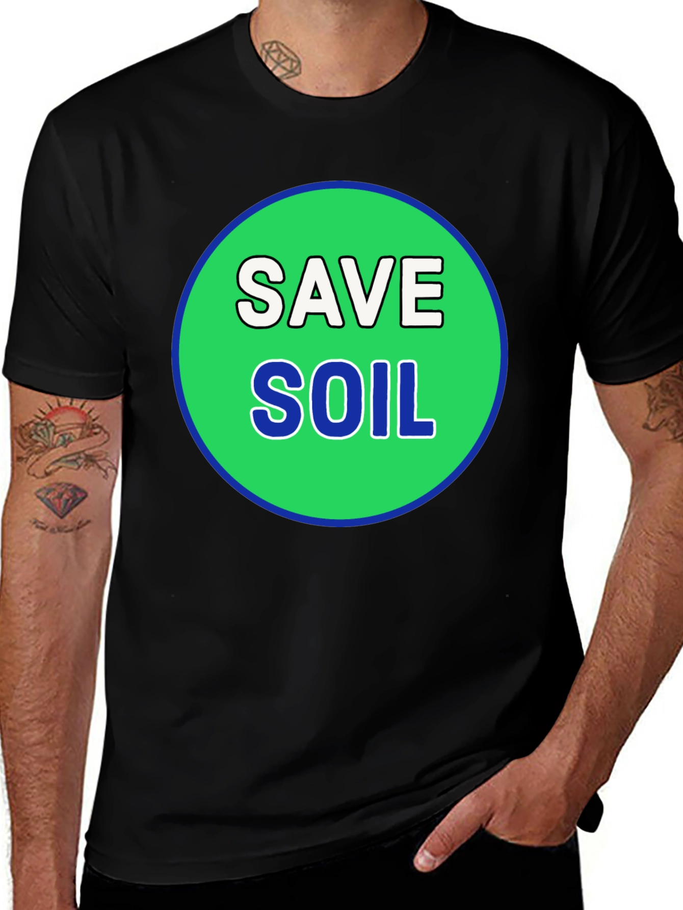 Save Soil Black T-Shirt - Environmental Awareness