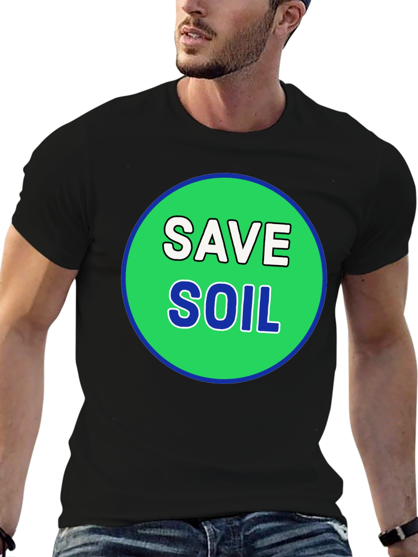 Save Soil Black T-Shirt - Environmental Awareness