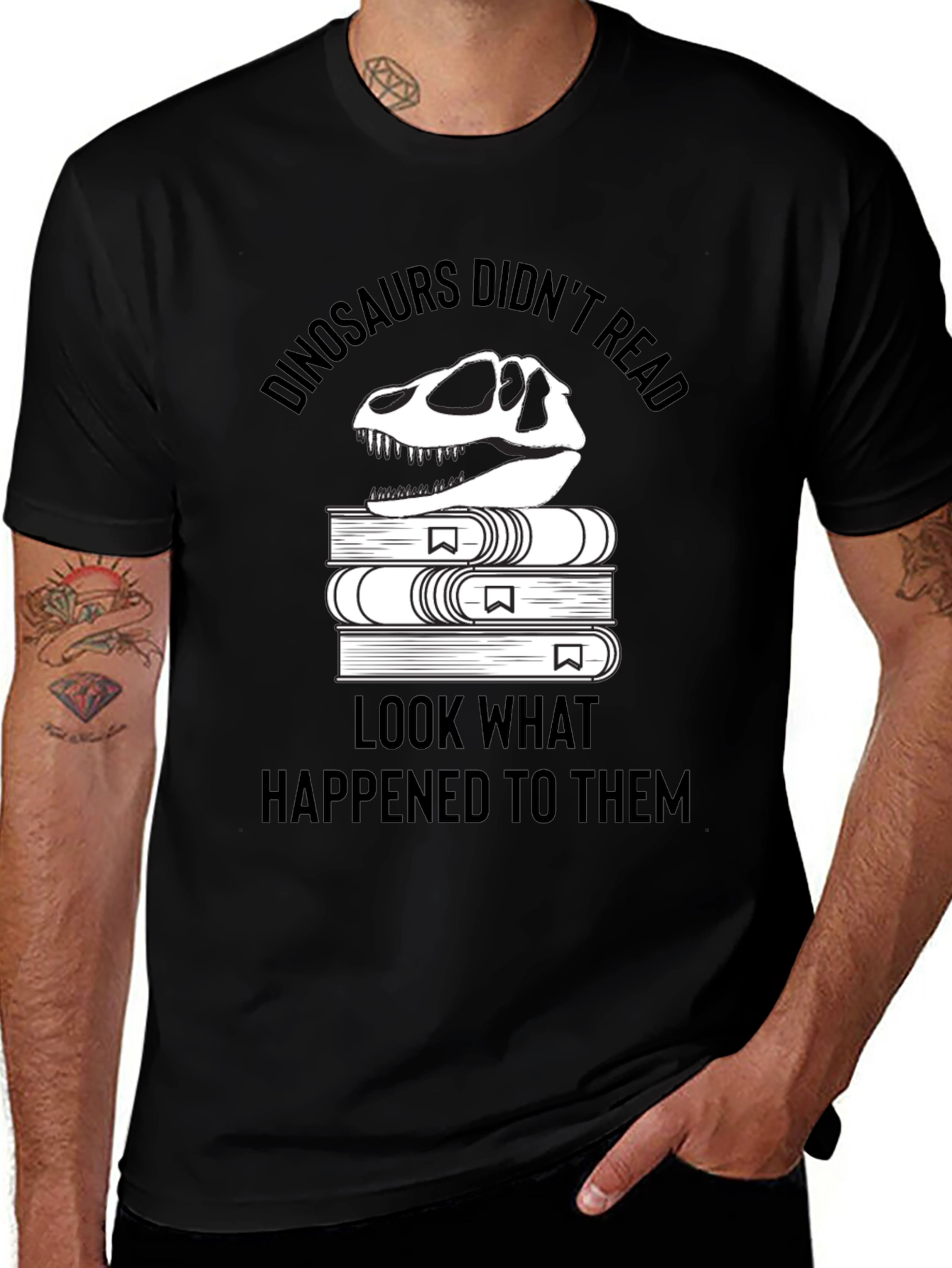 Dinosaurs Didnt Read T-Shirt - Funny Book Lover Tee