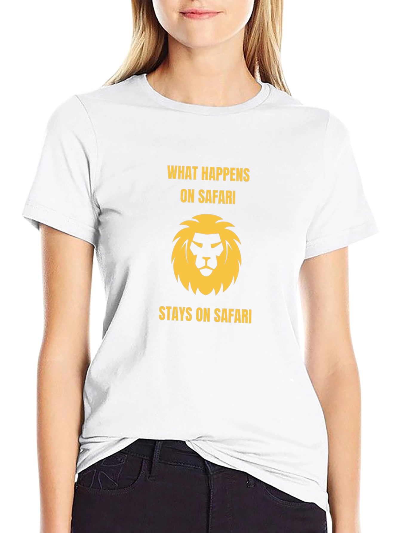 Safari Lion Graphic Tee - Black Cotton T-Shirt