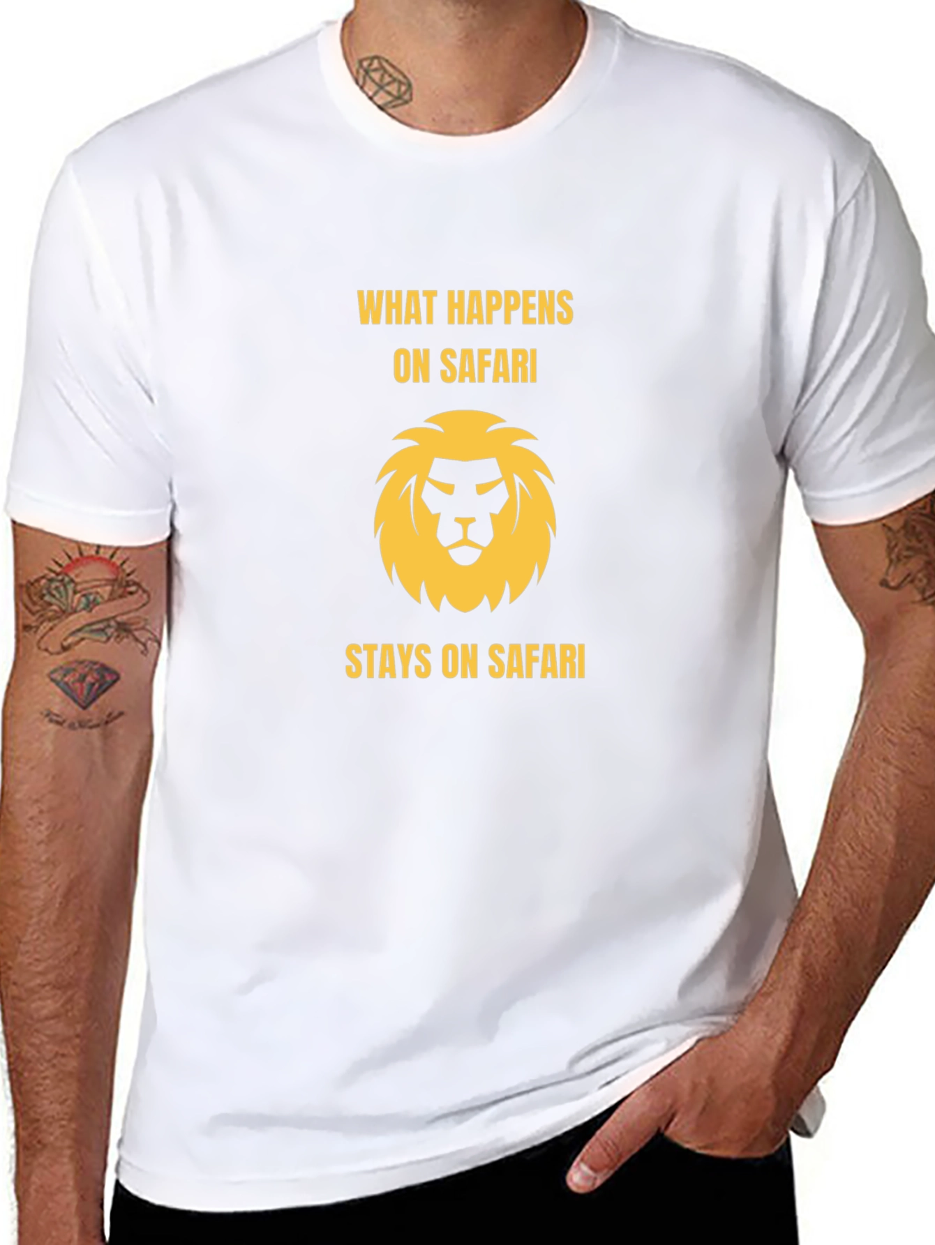 Safari Lion Graphic Tee - Black Cotton T-Shirt