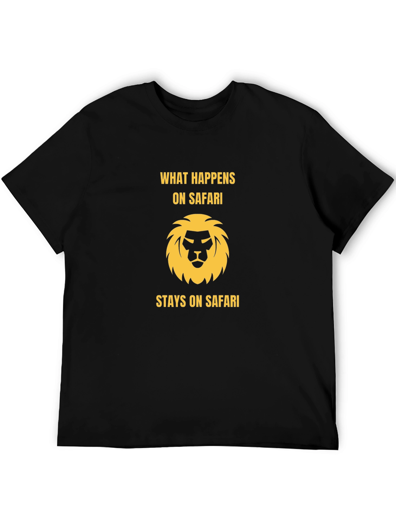 Safari Lion Graphic Tee - Black Cotton T-Shirt