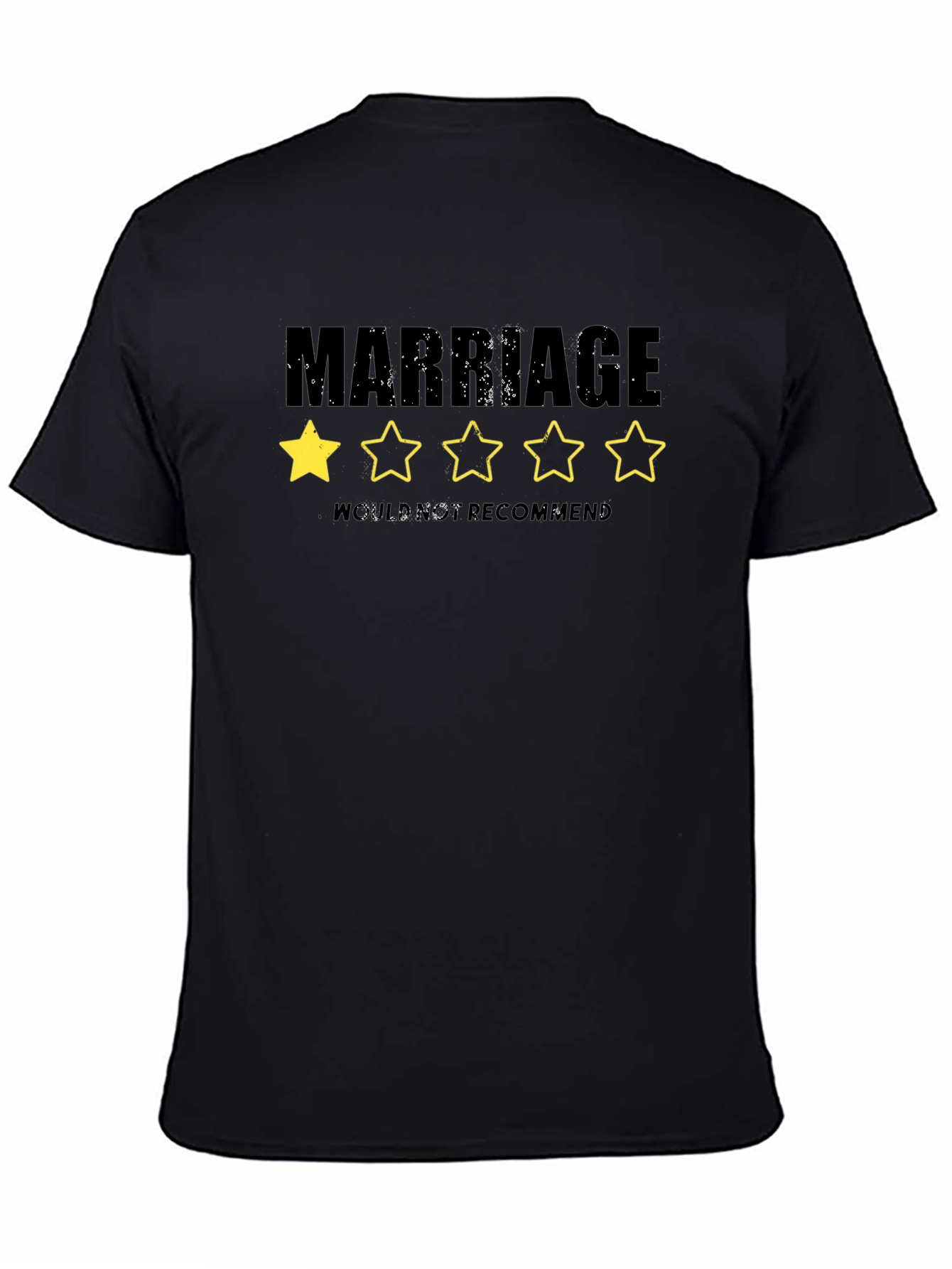 Marriage One-Star Review Black T-Shirt Funny Sarcastic Tee