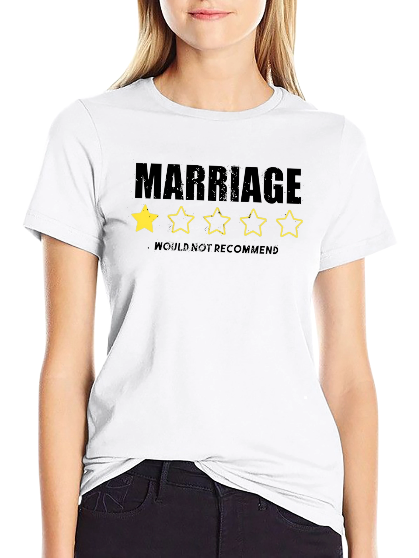 Marriage One-Star Review Black T-Shirt Funny Sarcastic Tee