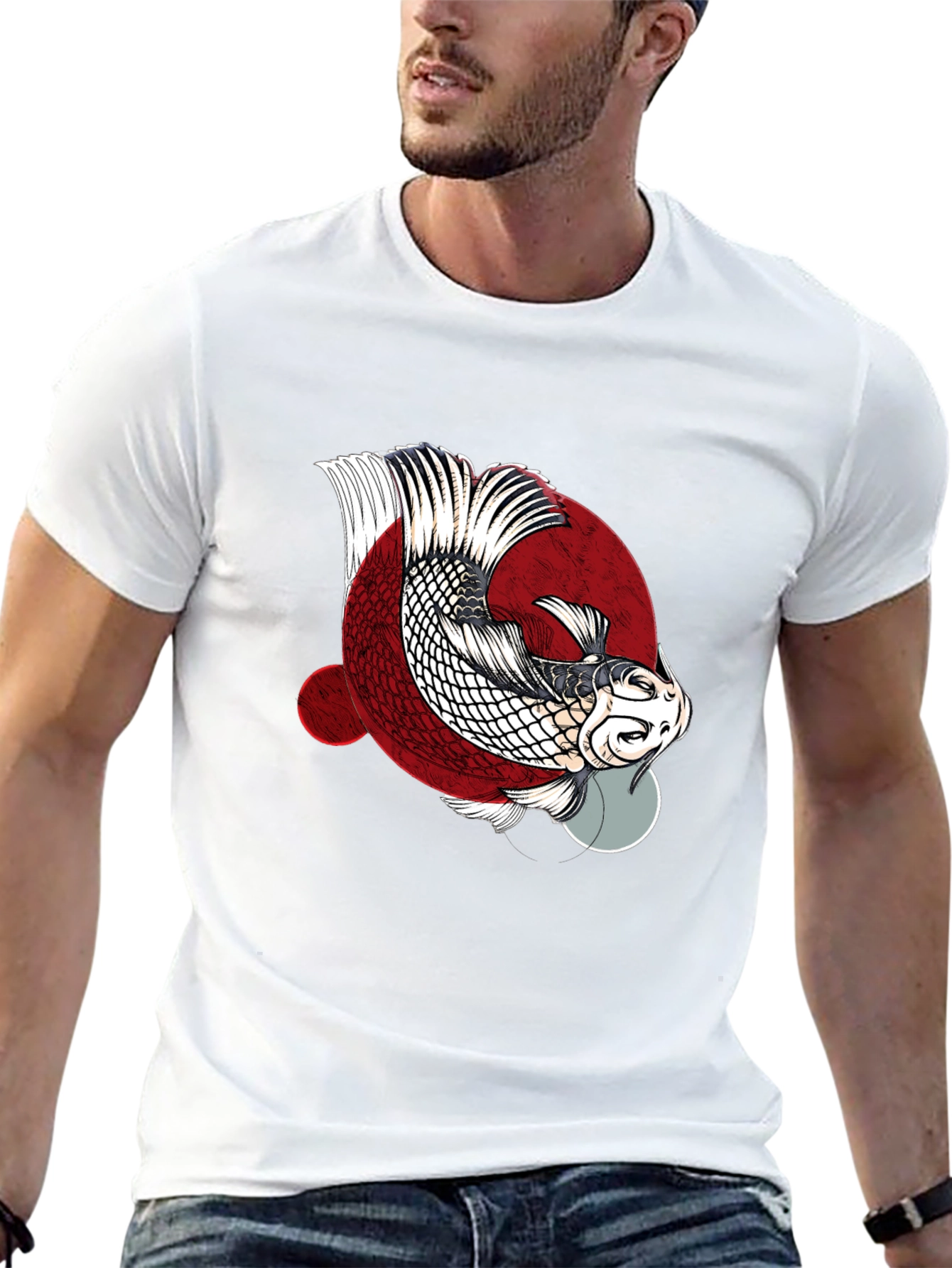 Koi Fish Graphic Tee - Black