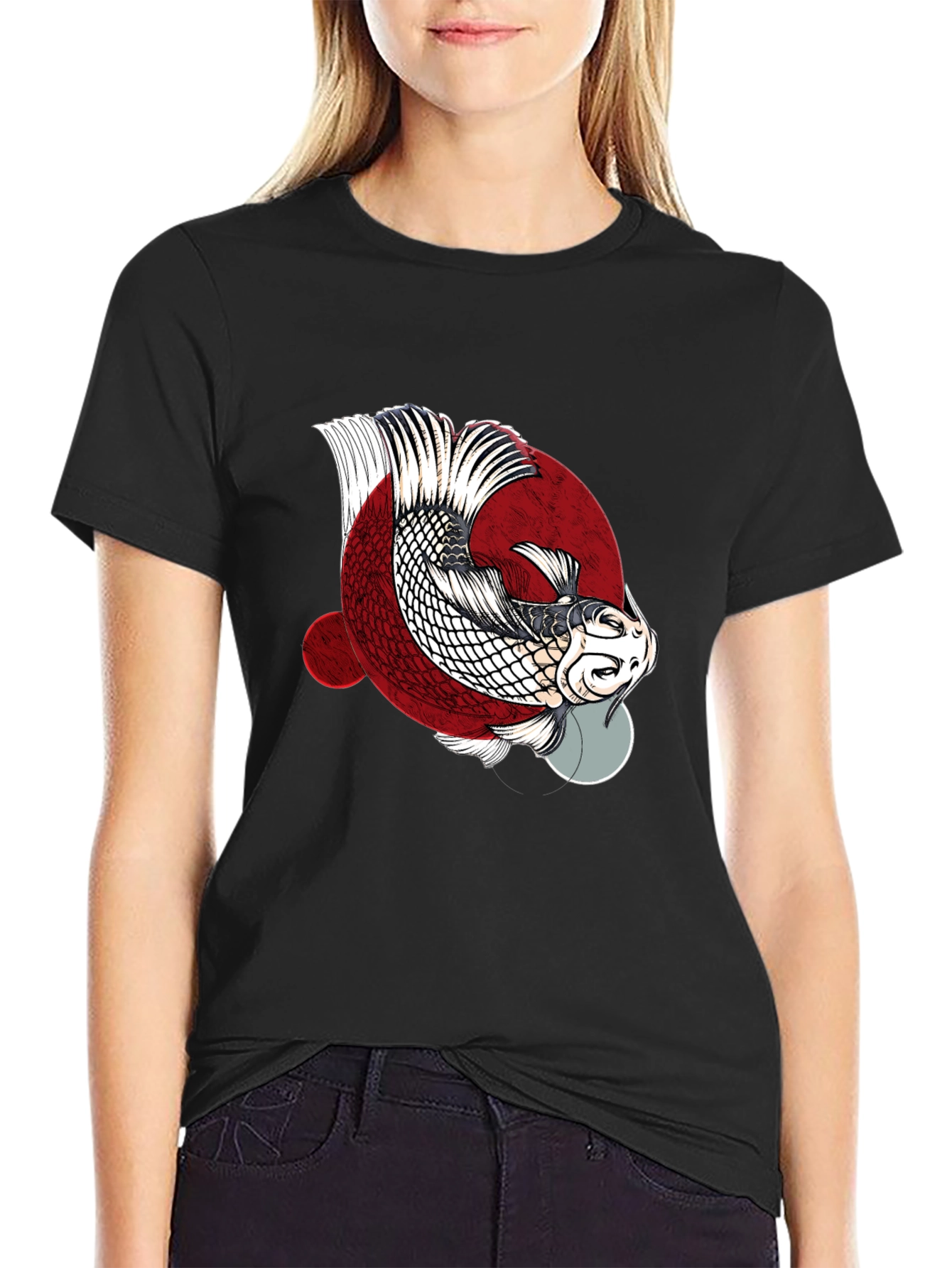 Koi Fish Graphic Tee - Black