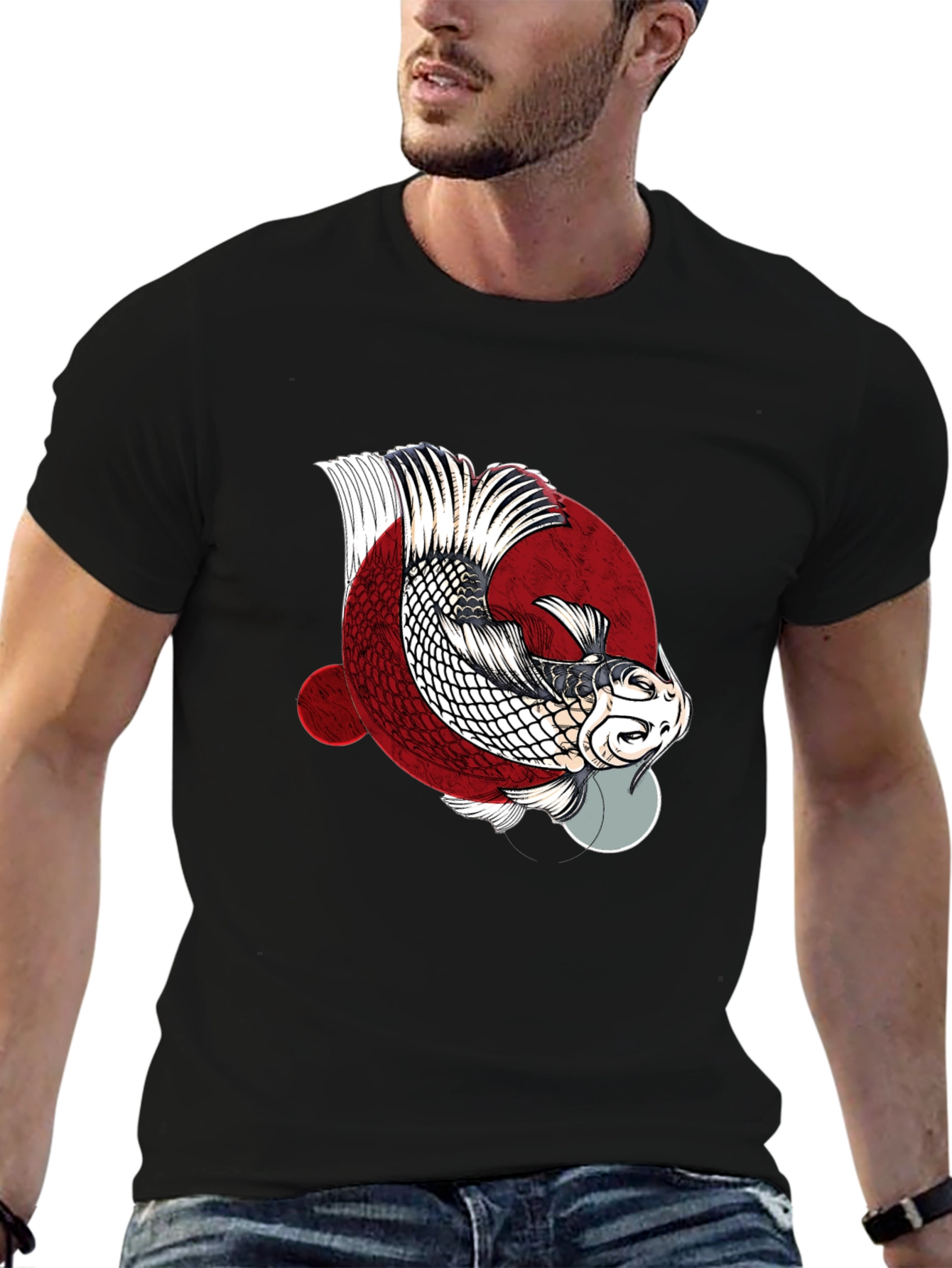 Koi Fish Graphic Tee - Black