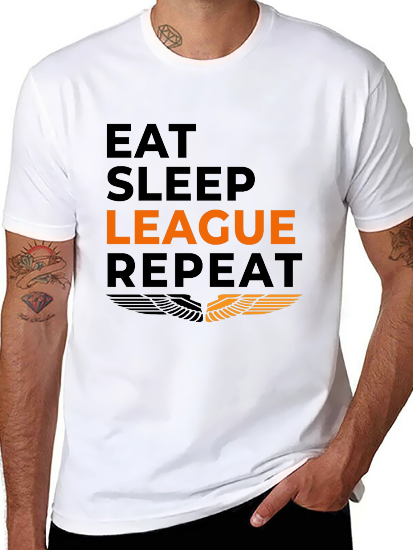 Eat Sleep League Repeat Black Graphic Tee
