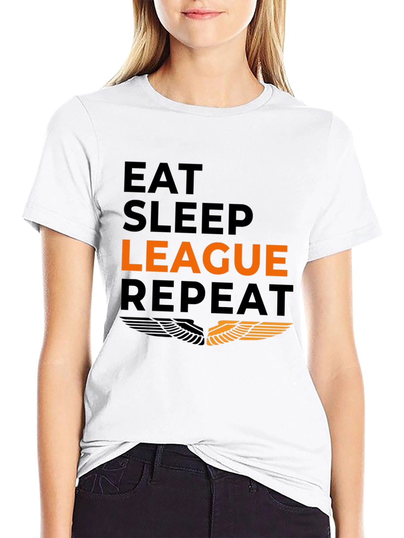 Eat Sleep League Repeat Black Graphic Tee