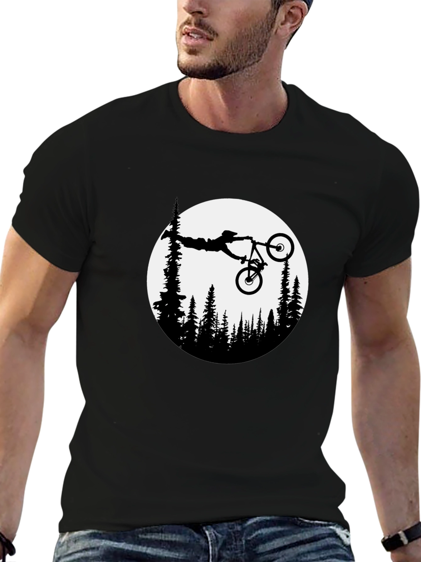 Mountain Biker Silhouette Graphic Tee