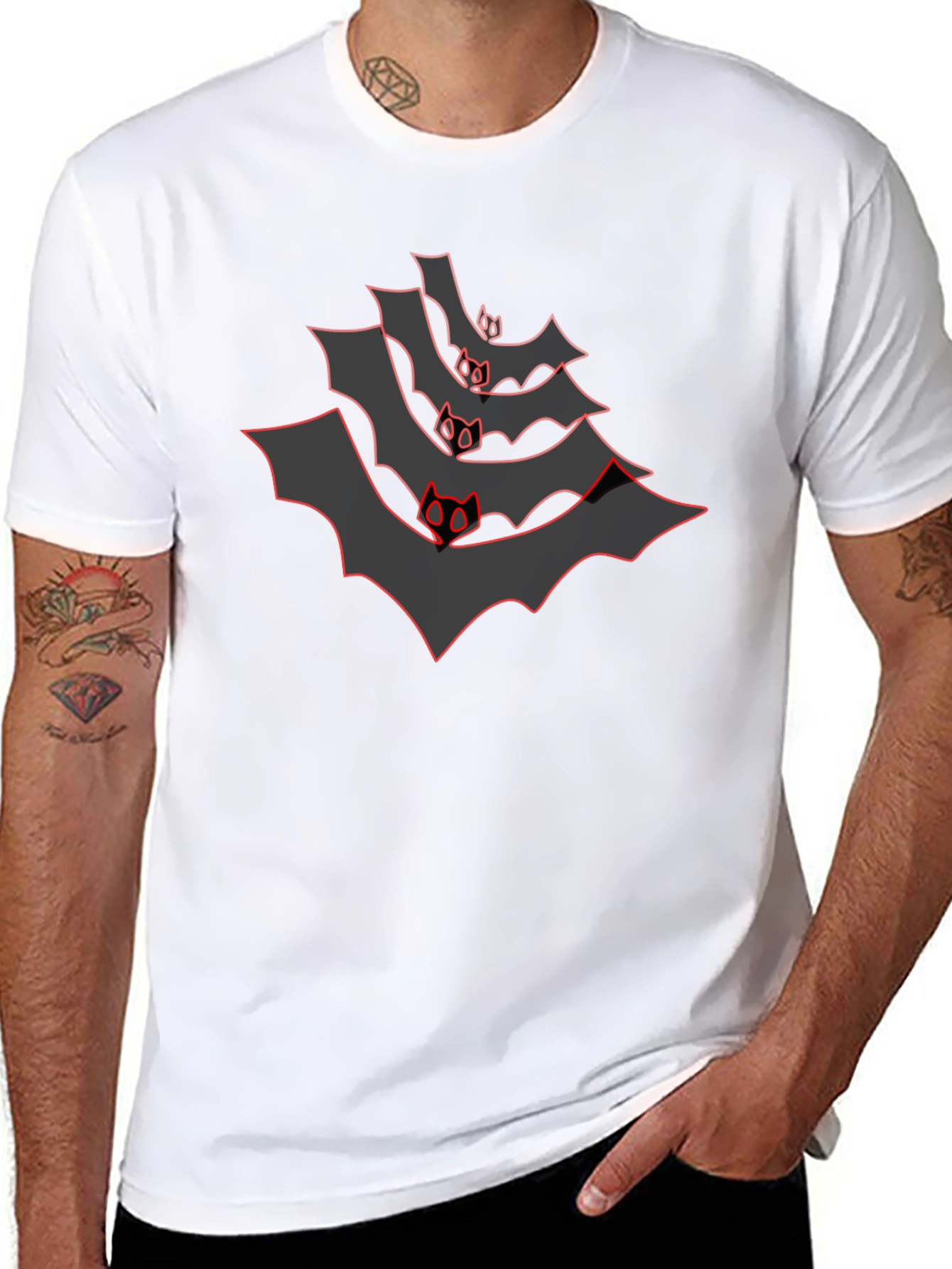 Red Bat Graphic Tee - Halloween Style