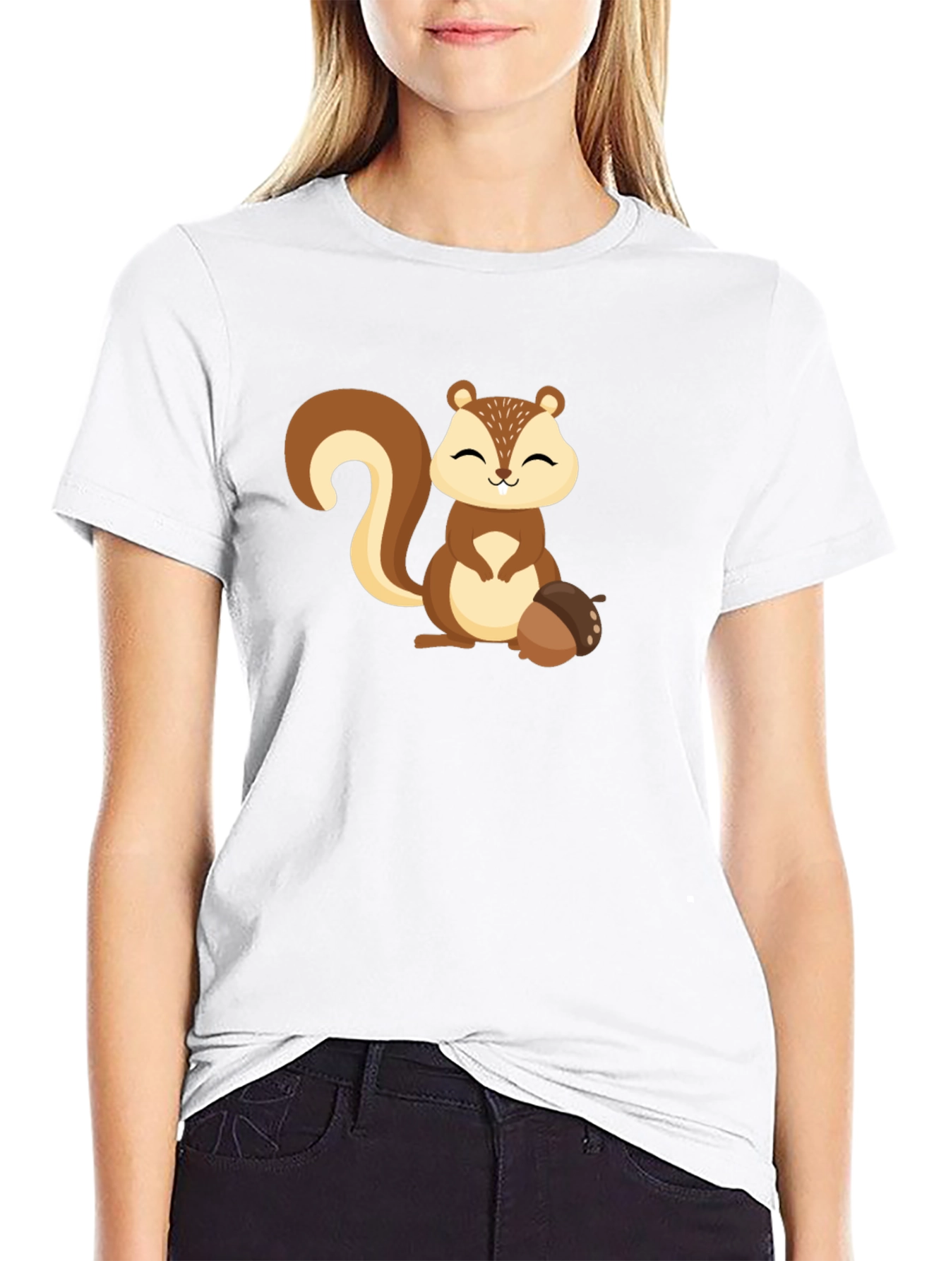 Cute Squirrel Graphic Tee - Black Unisex T-Shirt