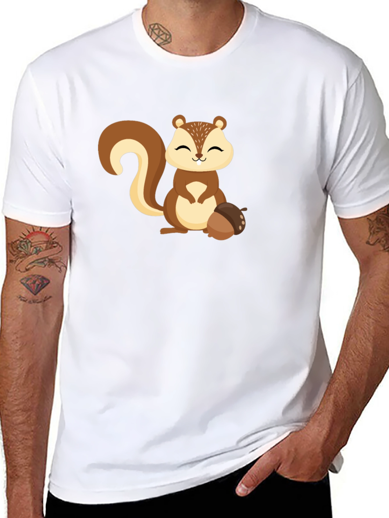 Cute Squirrel Graphic Tee - Black Unisex T-Shirt
