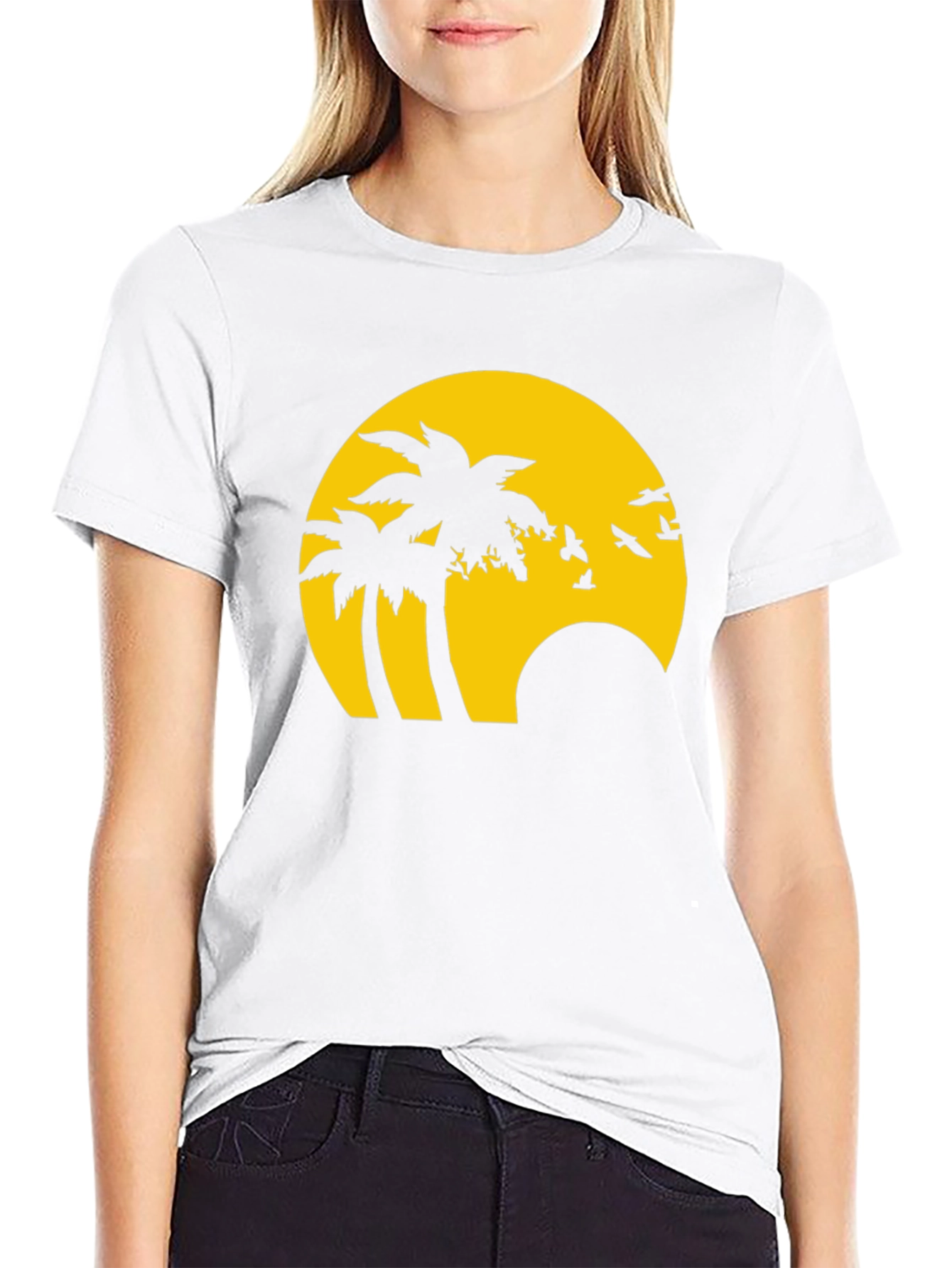 Tropical Sunset Graphic Tee - Black