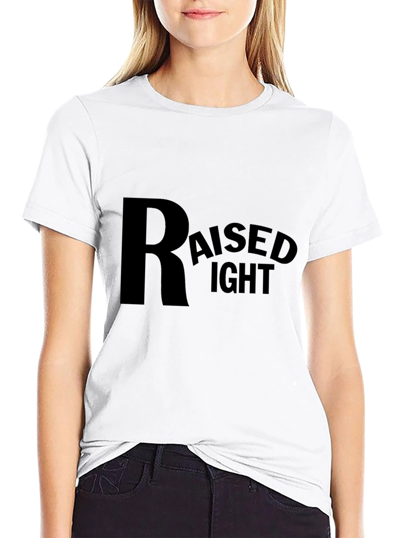 Raised Right Black T-Shirt Casual Graphic Tee