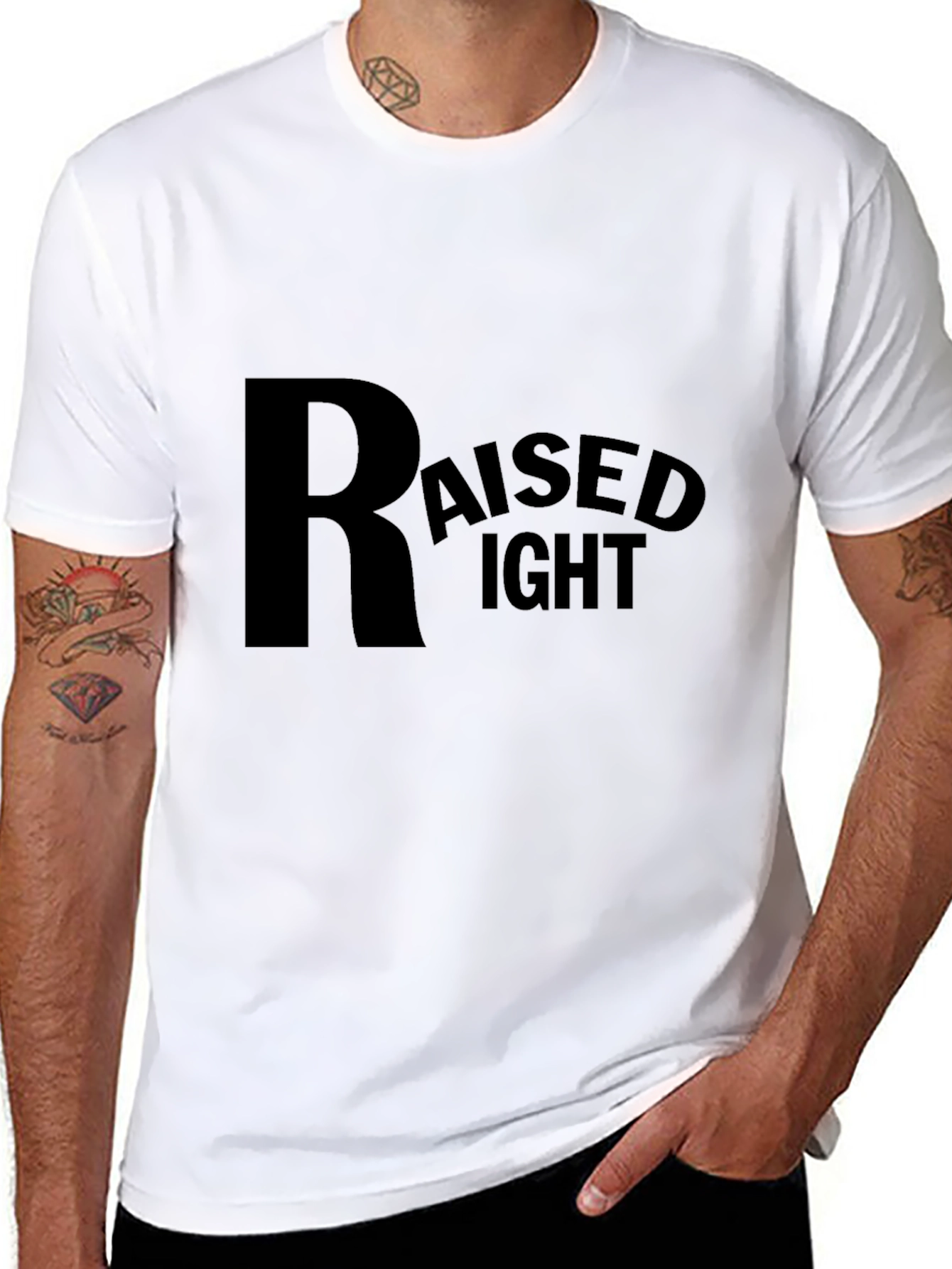 Raised Right Black T-Shirt Casual Graphic Tee