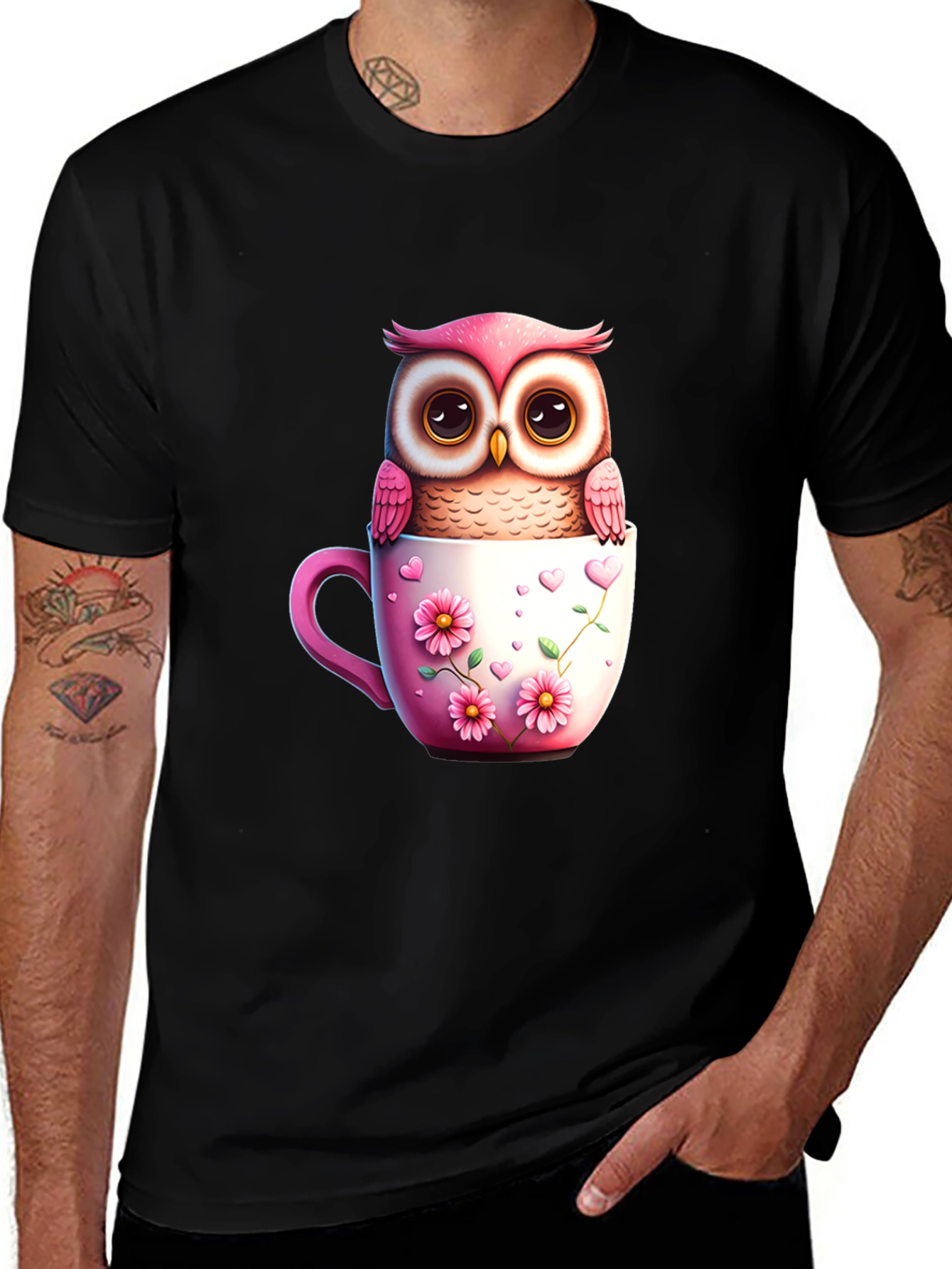 Owl in a Cup Graphic T-Shirt
