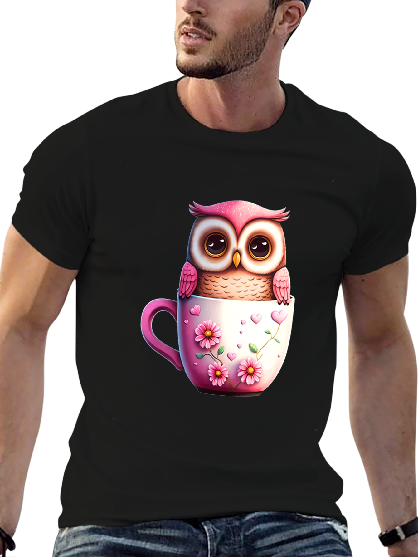 Owl in a Cup Graphic T-Shirt