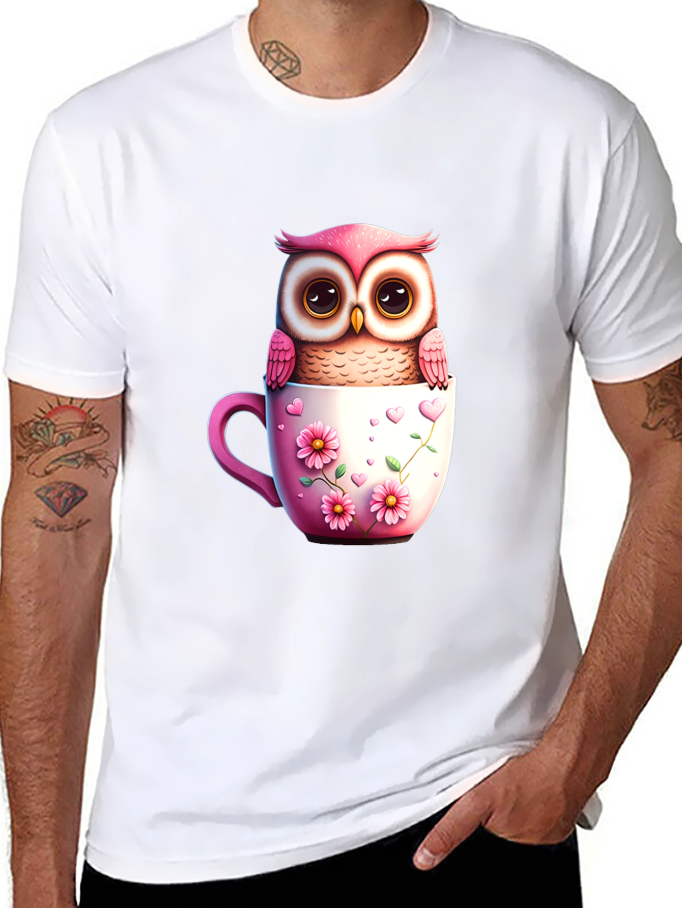 Owl in a Cup Graphic T-Shirt