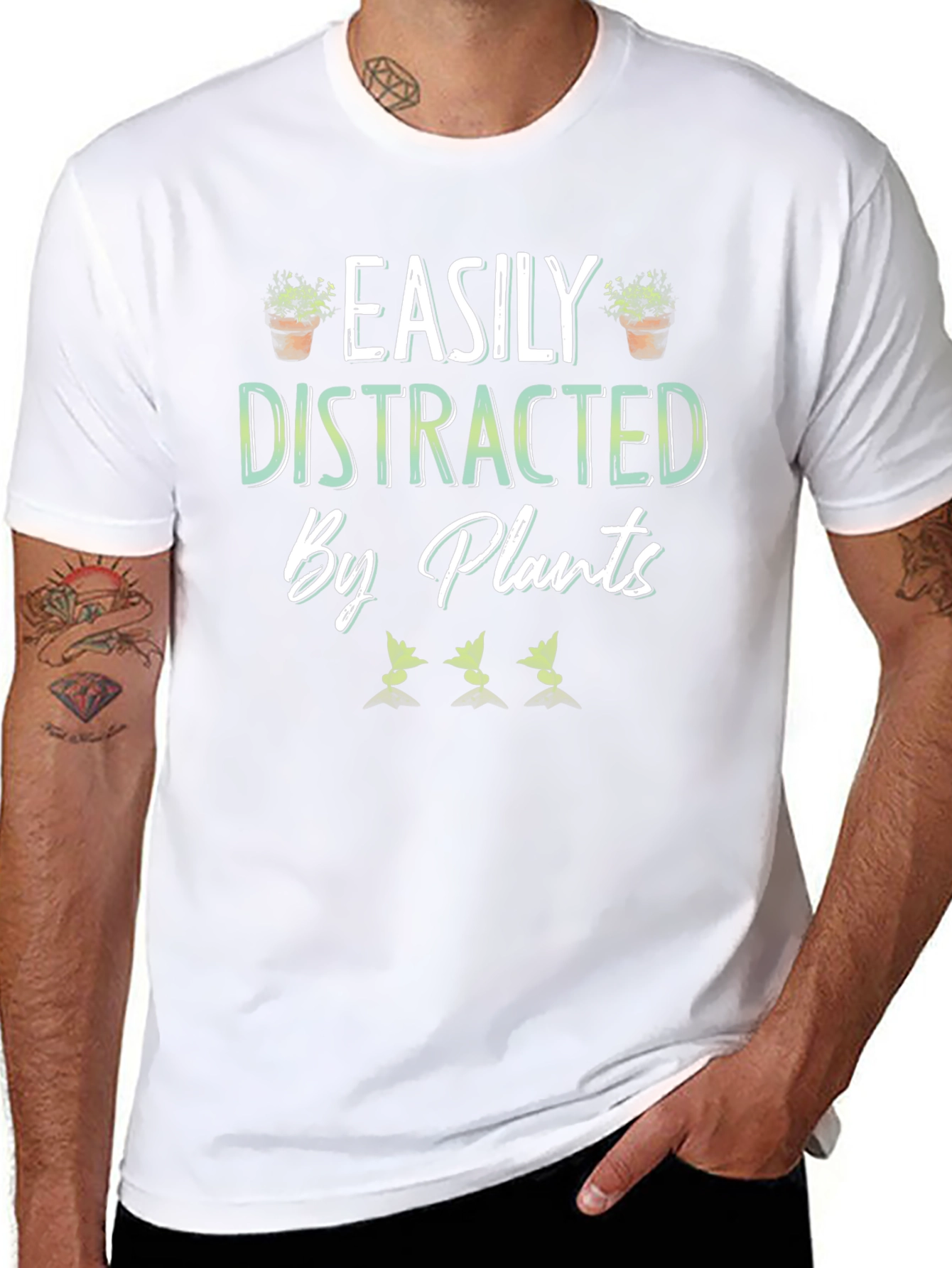 Easily Distracted by Plants Black T-Shirt