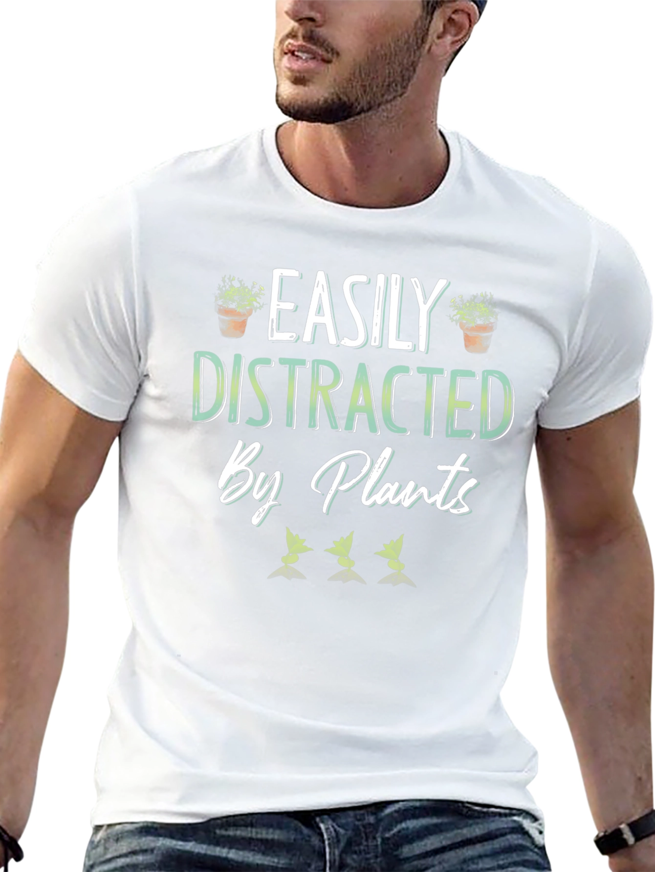 Easily Distracted by Plants Black T-Shirt
