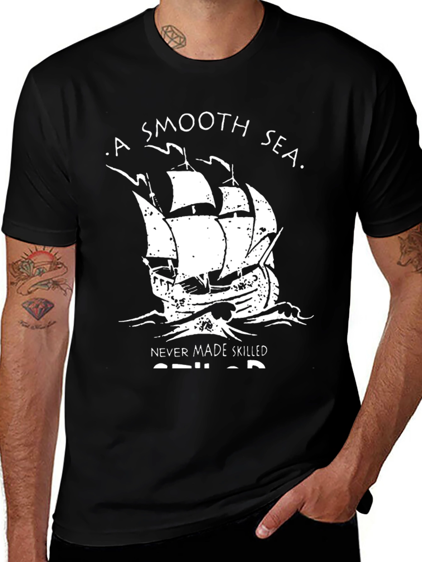 Smooth Sea Skilled Sailor Black Graphic Tee