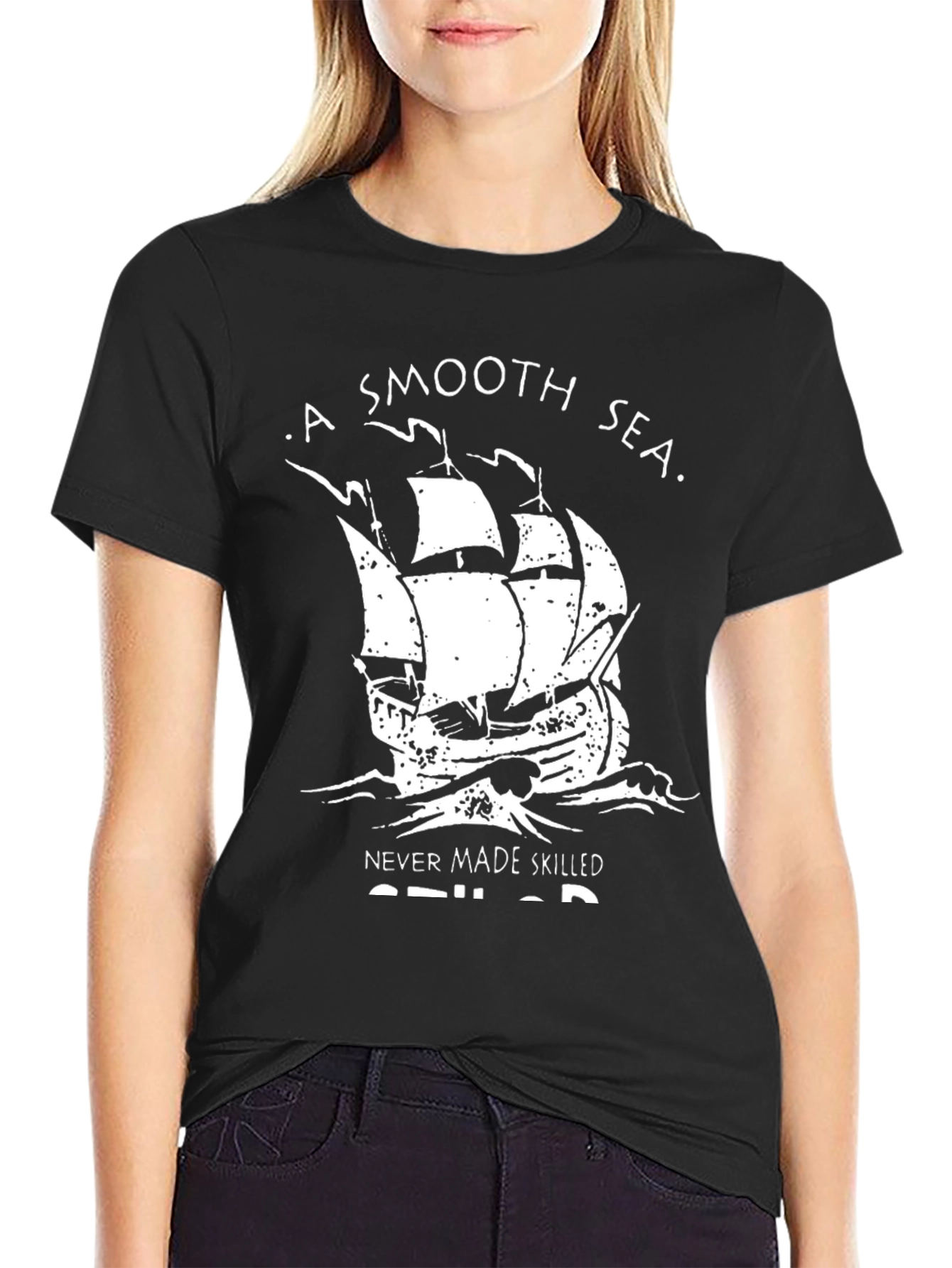 Smooth Sea Skilled Sailor Black Graphic Tee