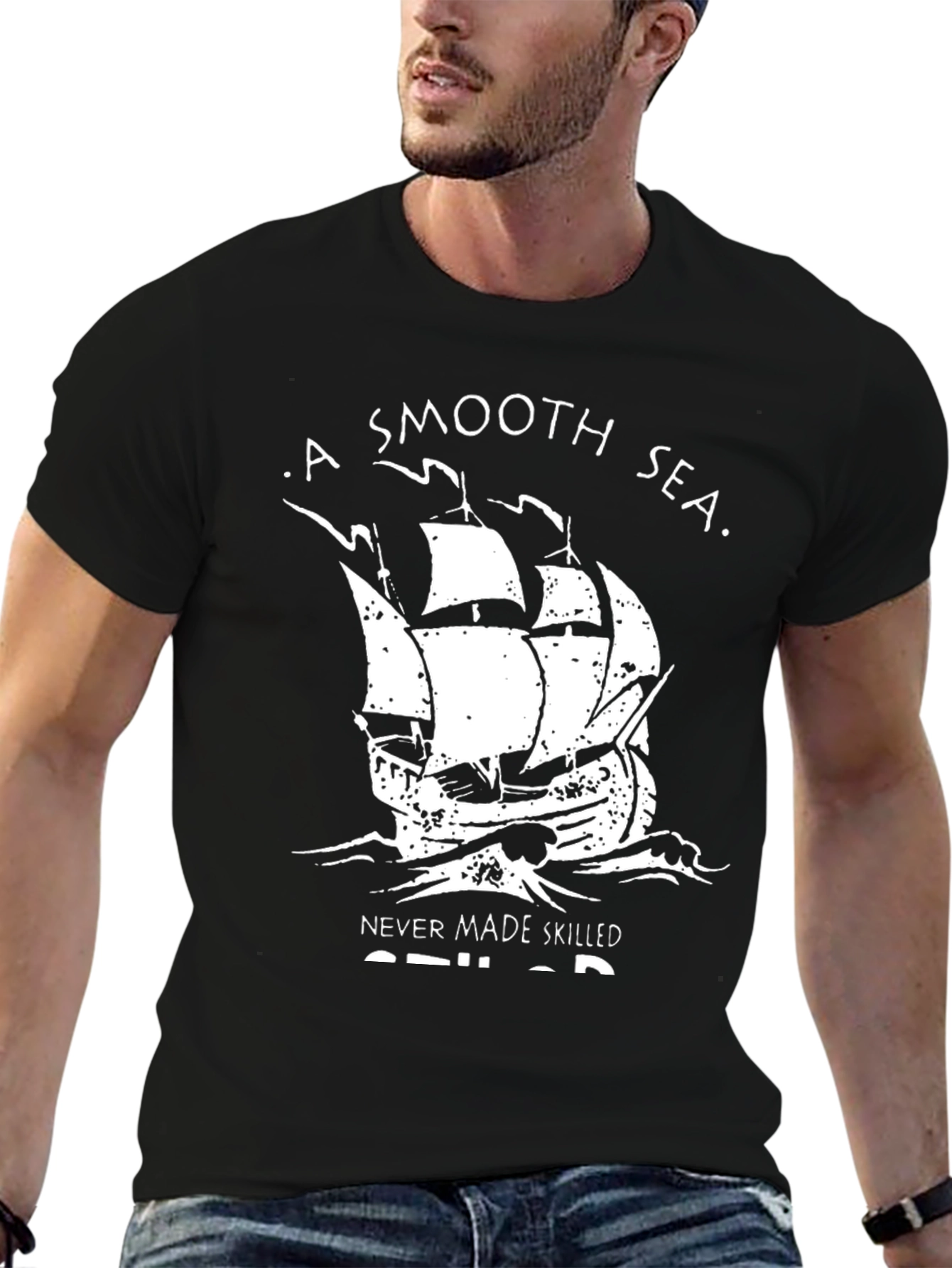 Smooth Sea Skilled Sailor Black Graphic Tee