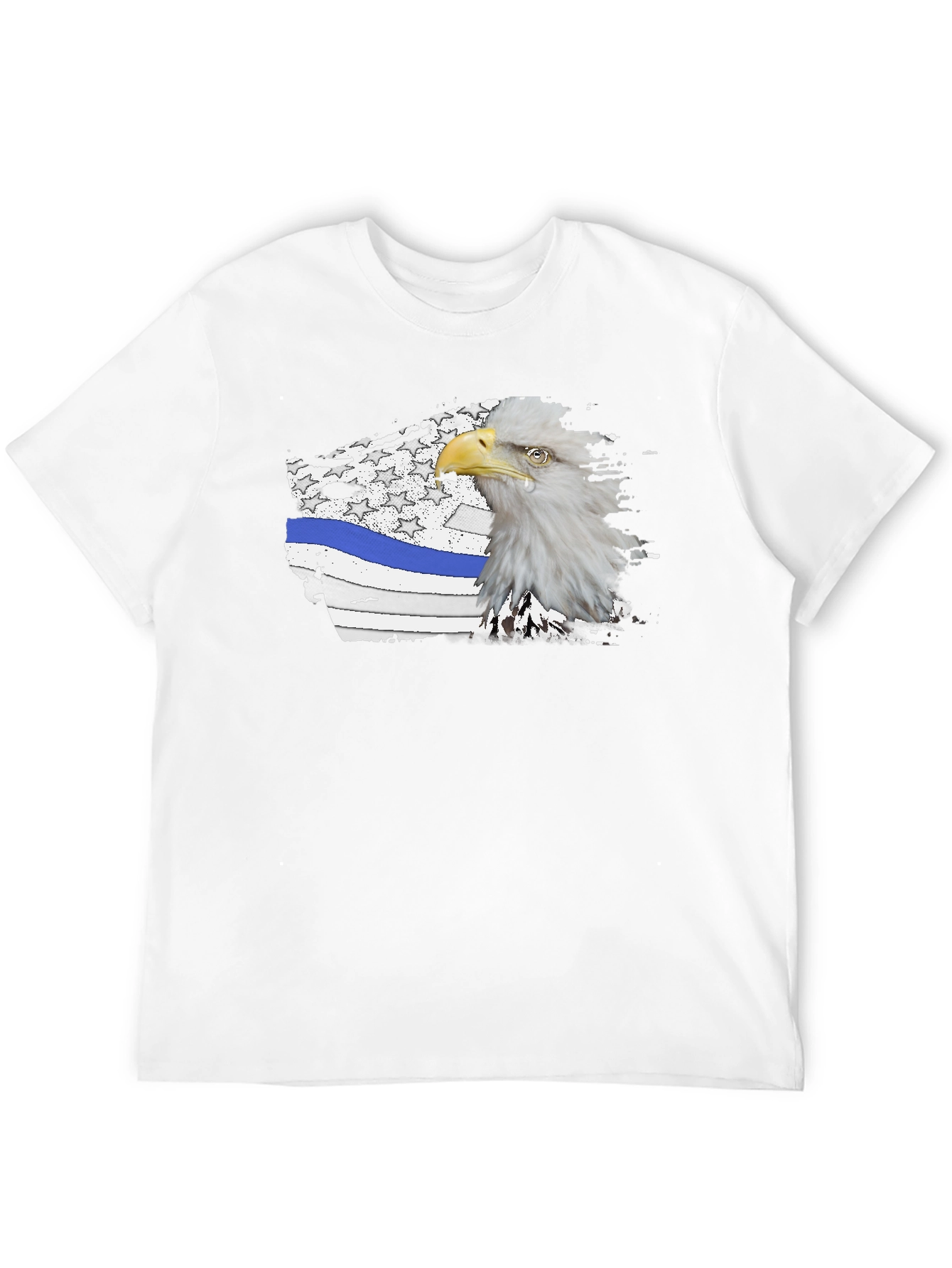Bald Eagle Thin Blue Line American Flag Graphic T-Shirt