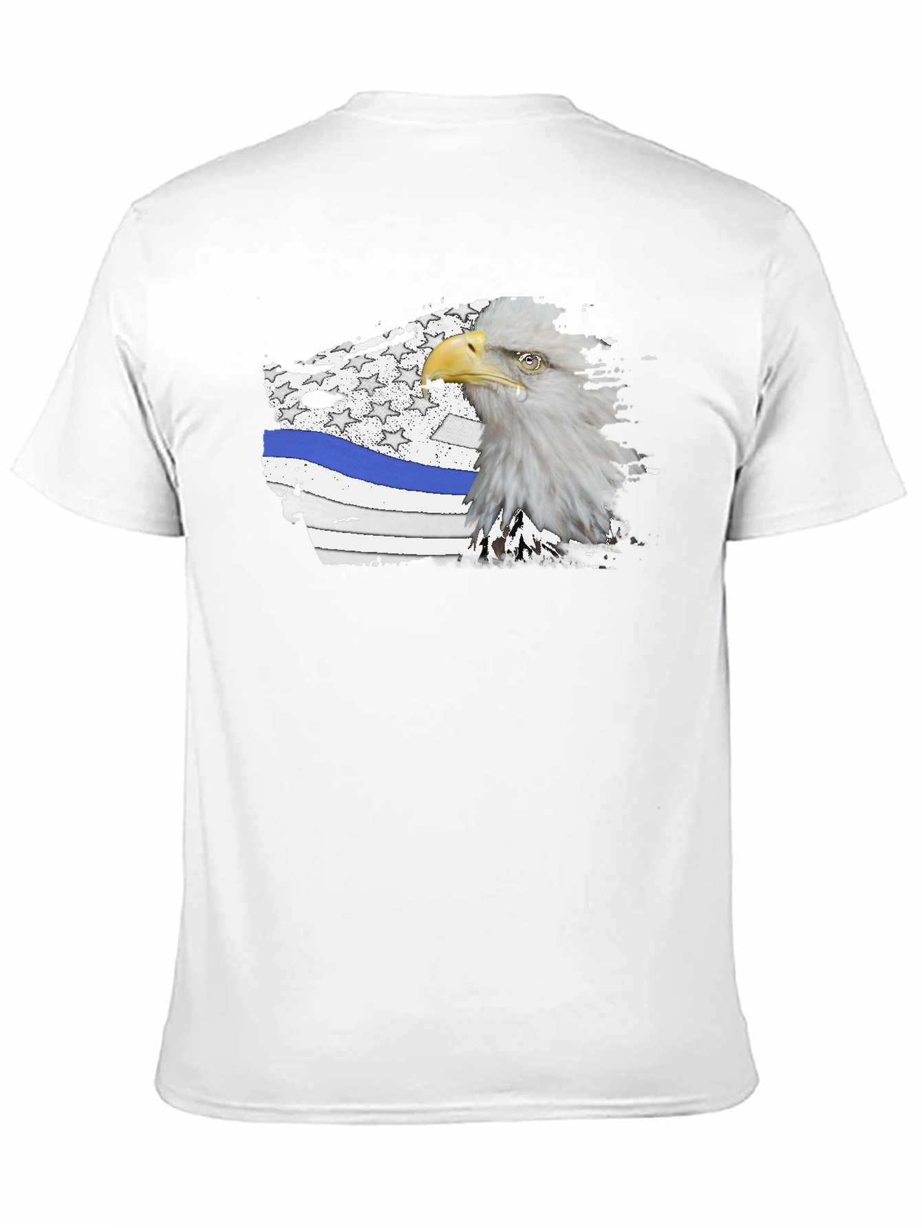 Bald Eagle Thin Blue Line American Flag Graphic T-Shirt