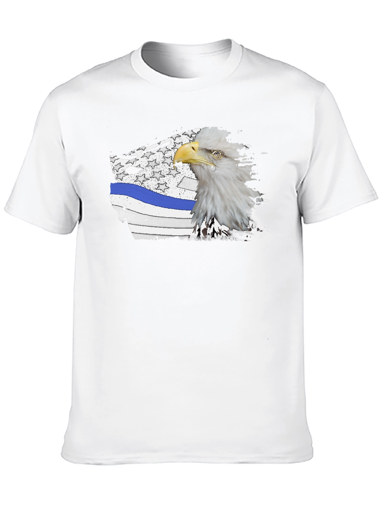 Bald Eagle Thin Blue Line American Flag Graphic T-Shirt