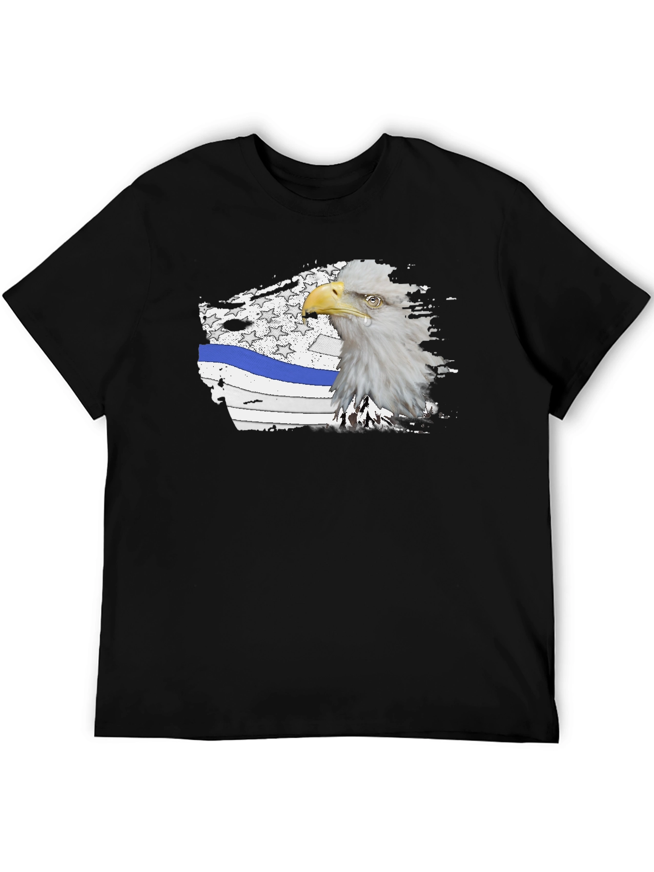 Bald Eagle Thin Blue Line American Flag Graphic T-Shirt