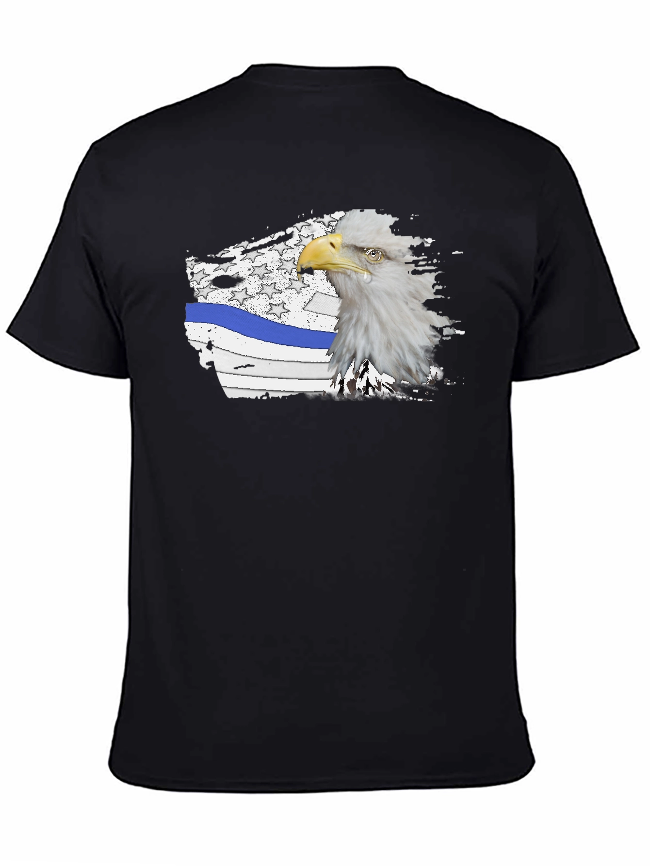 Bald Eagle Thin Blue Line American Flag Graphic T-Shirt