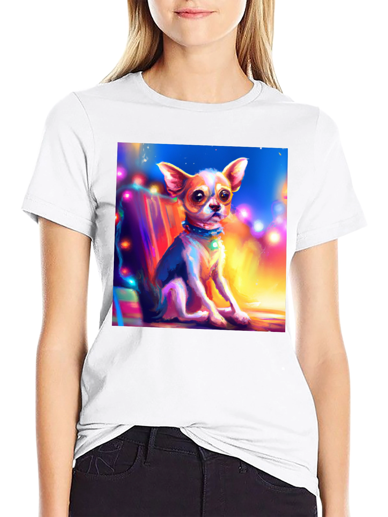 Chihuahua Art Print Black T-Shirt