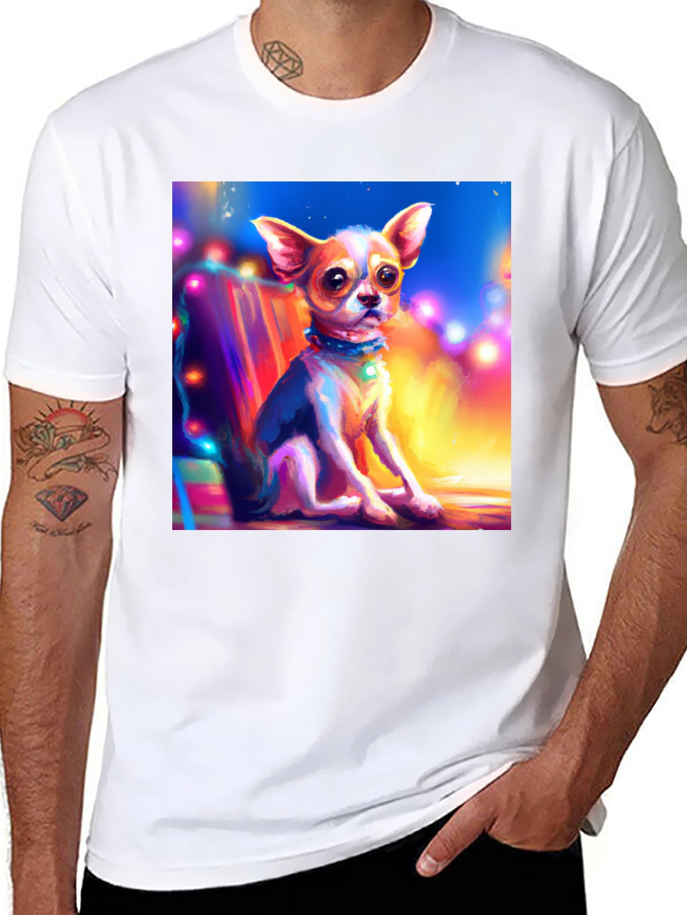 Chihuahua Art Print Black T-Shirt
