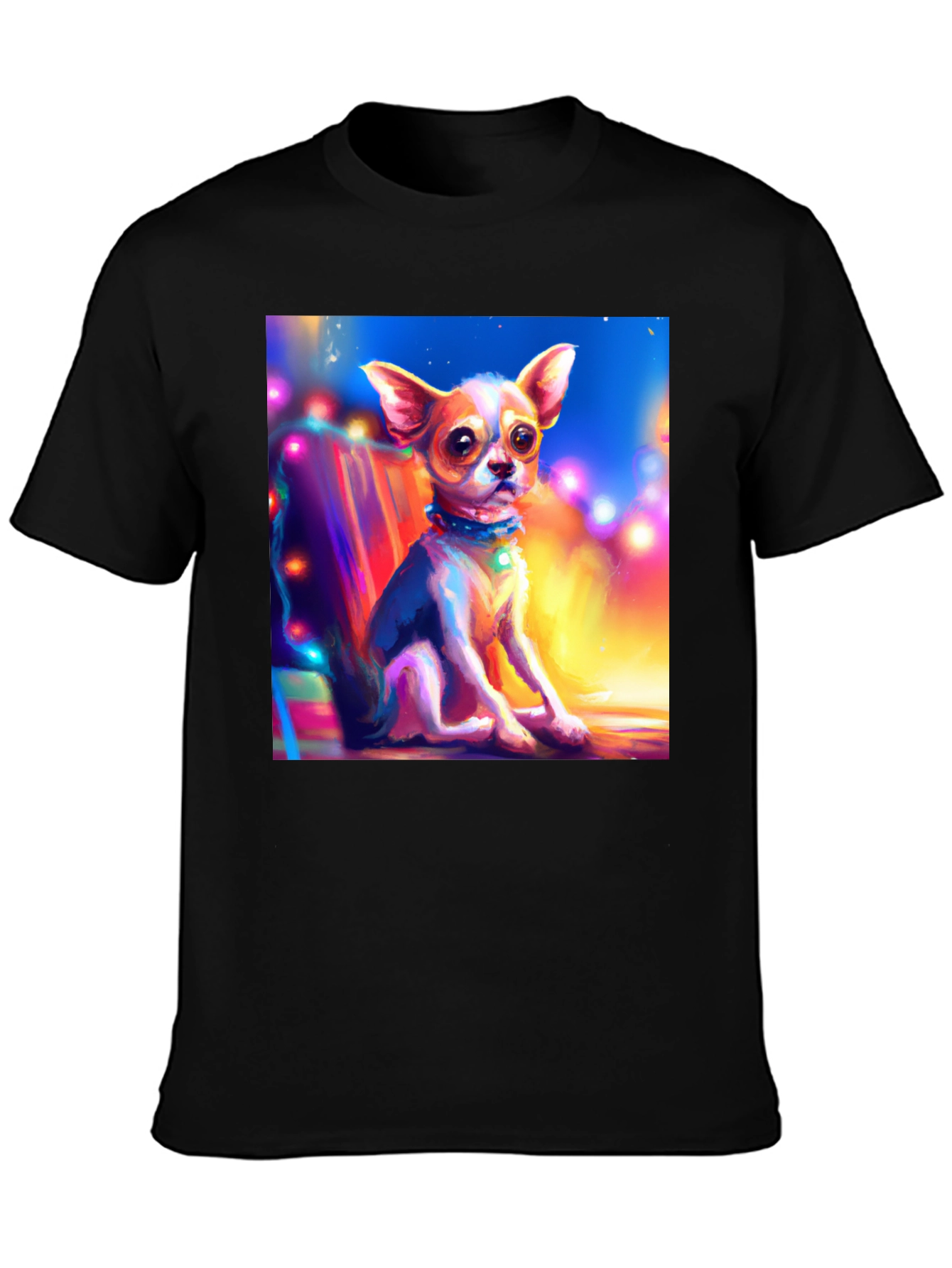 Chihuahua Art Print Black T-Shirt