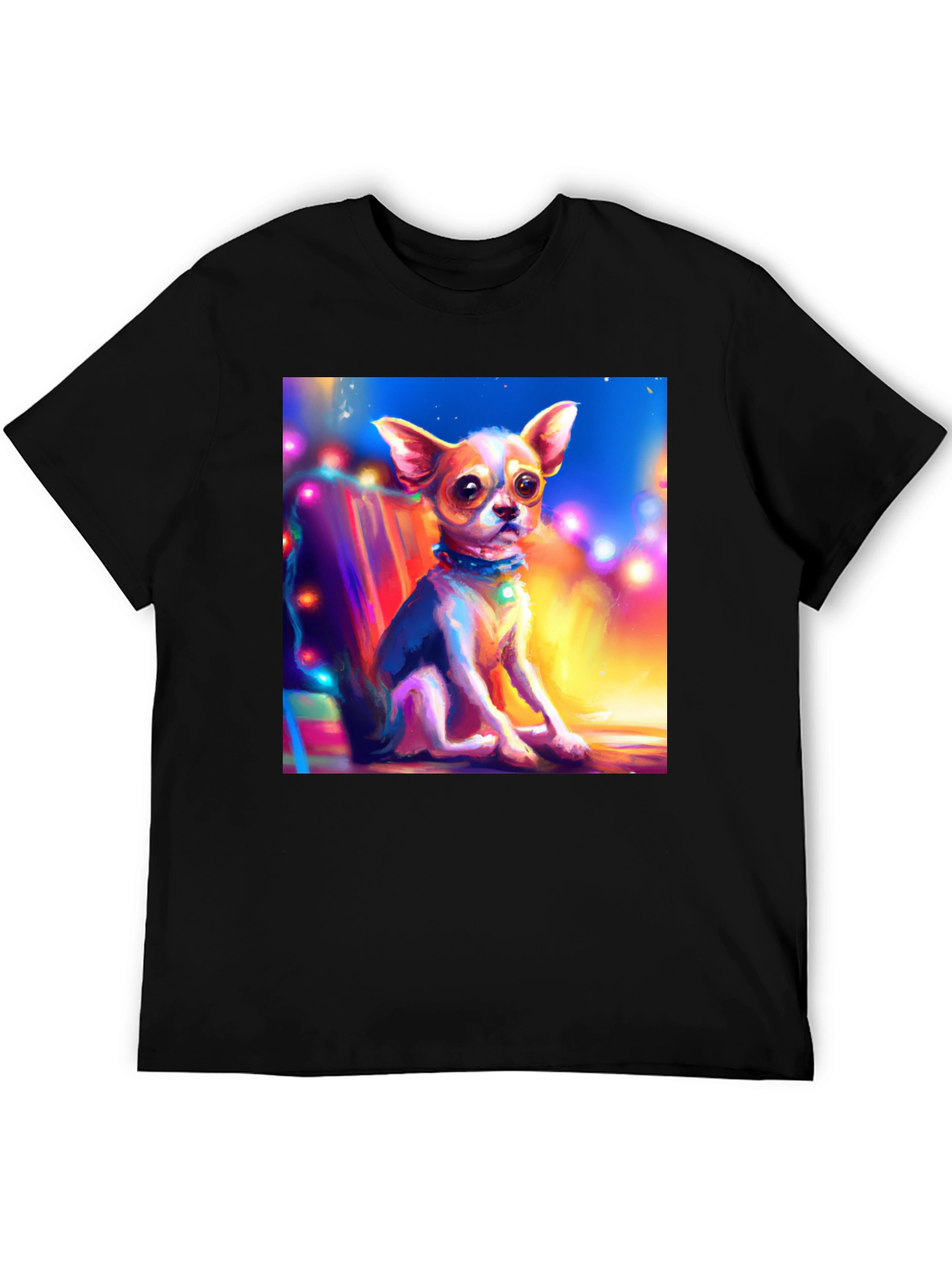 Chihuahua Art Print Black T-Shirt