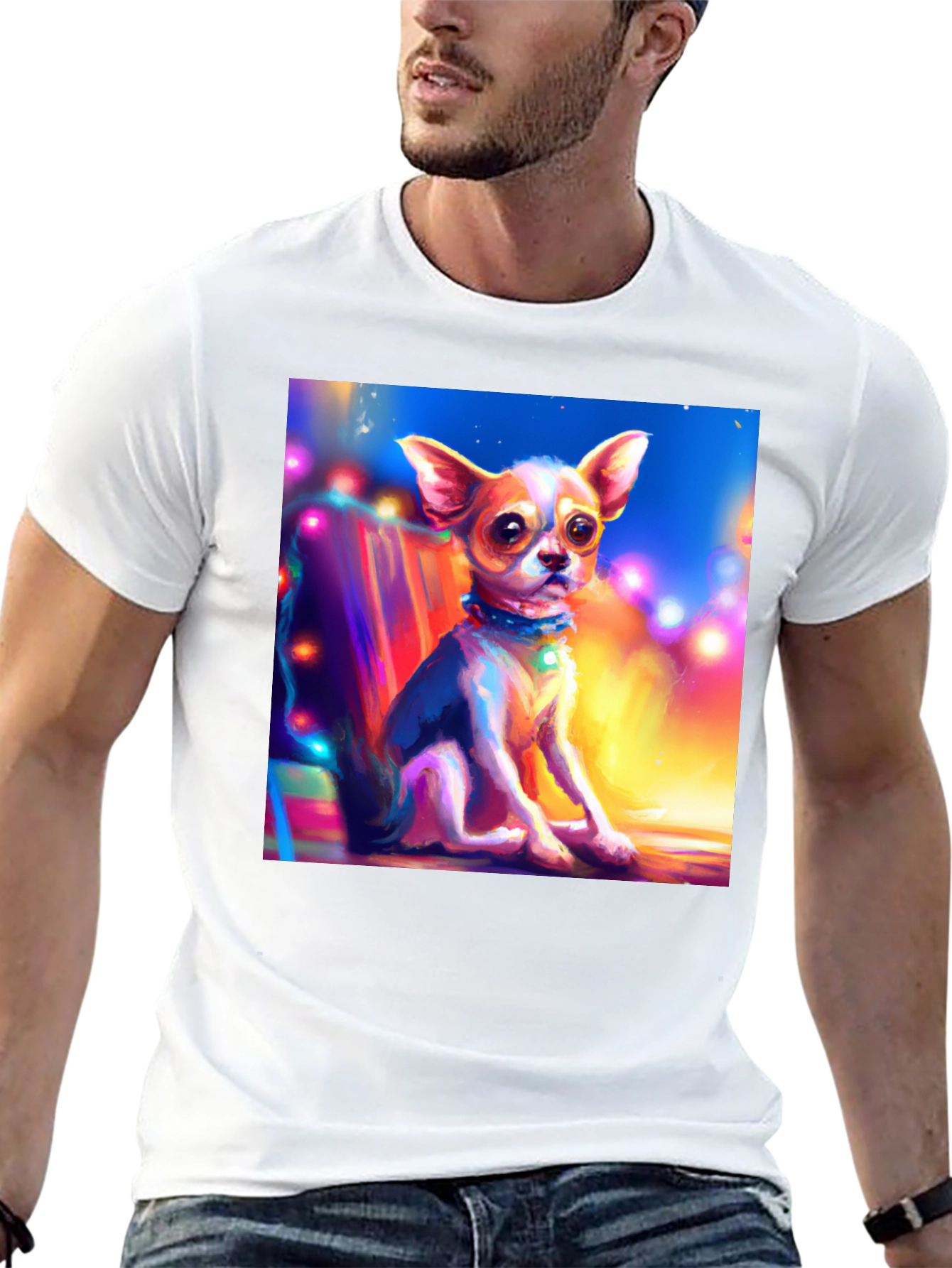 Chihuahua Art Print Black T-Shirt