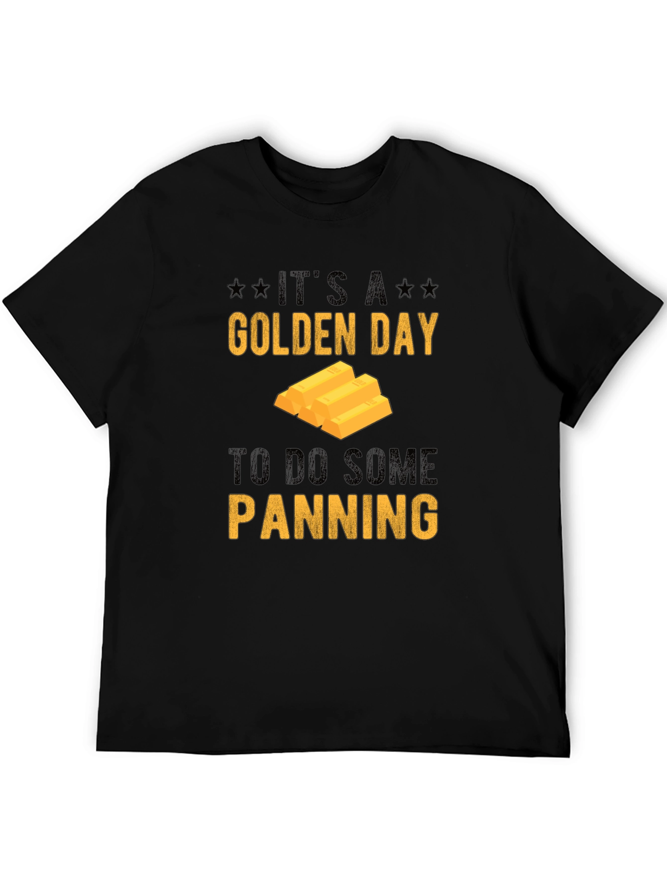 Golden Day Panning Graphic Tee - Black Cotton Shirt