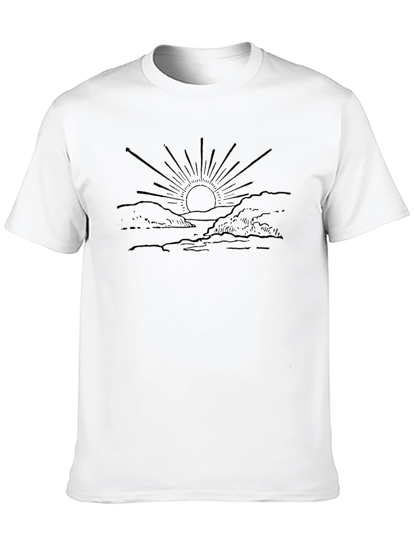 Sunset Graphic Tee - Black Cotton Casual Shirt