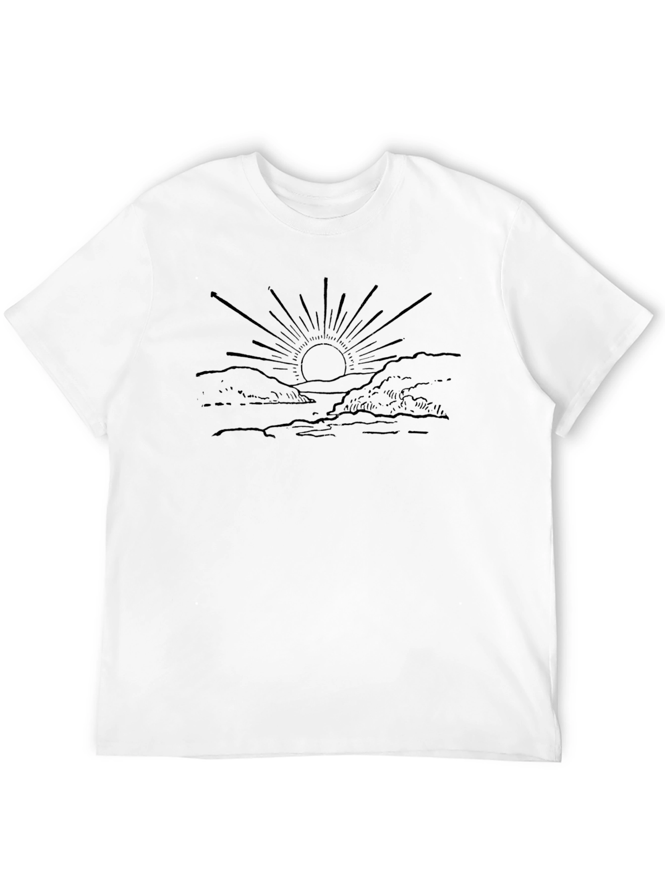 Sunset Graphic Tee - Black Cotton Casual Shirt