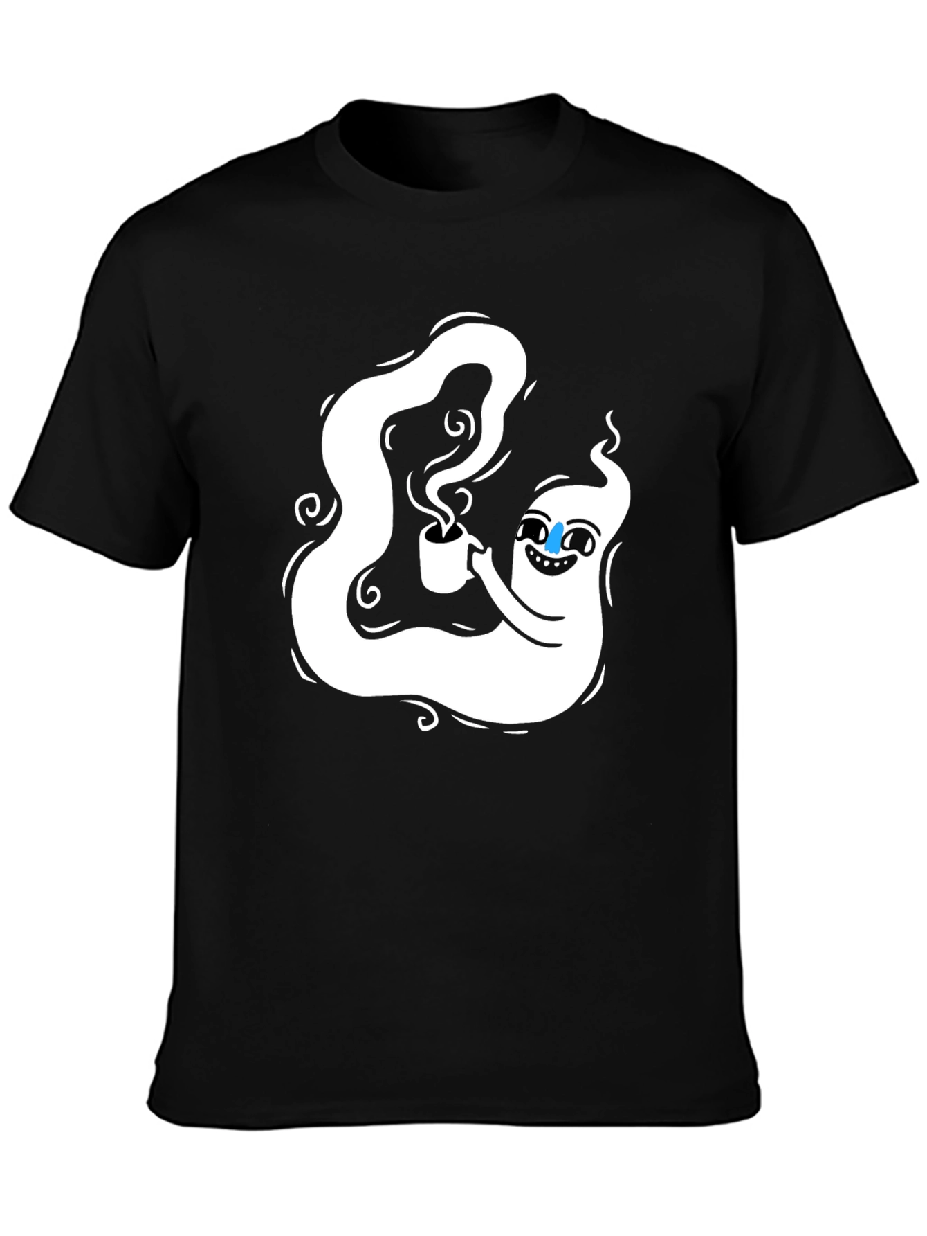 Ghost with Coffee Black T-Shirt