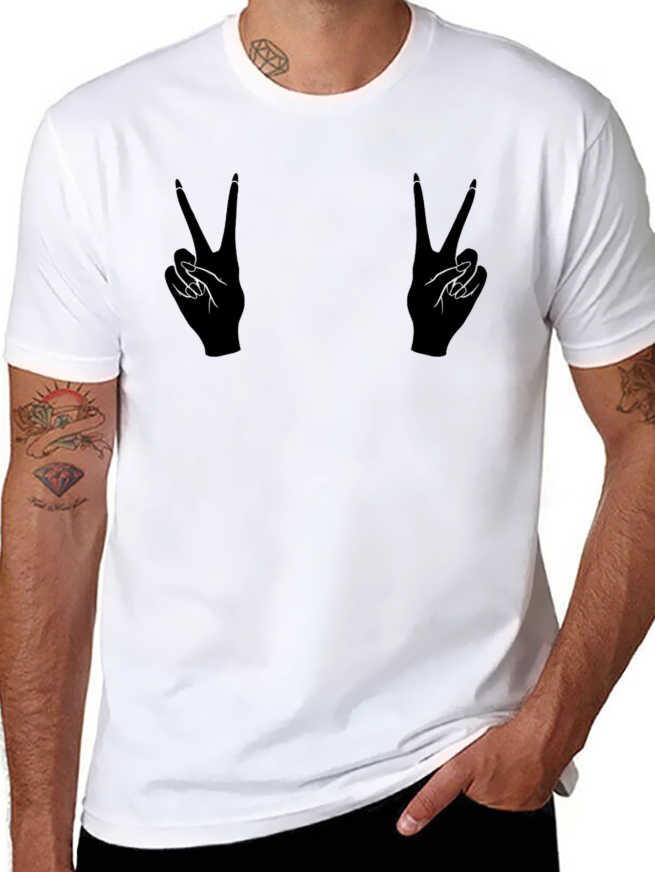 Peace Sign Hands Graphic T-Shirt