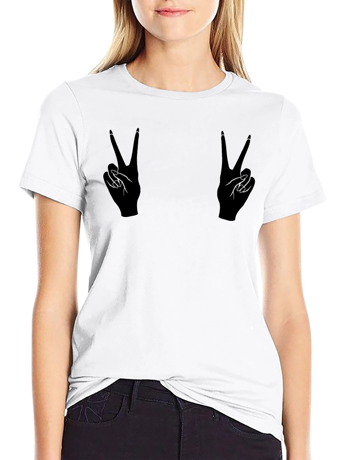 Peace Sign Hands Graphic T-Shirt