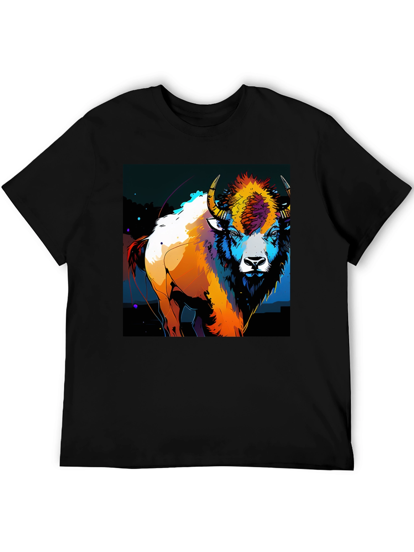 Vibrant Bison Graphic T-Shirt