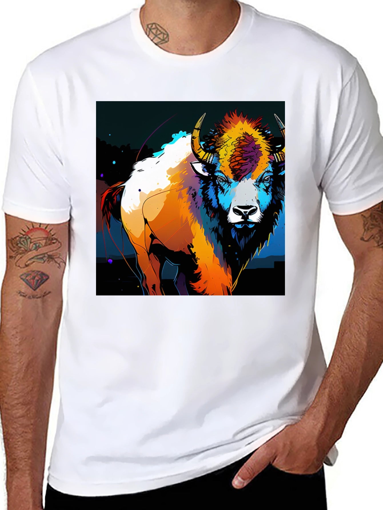 Vibrant Bison Graphic T-Shirt