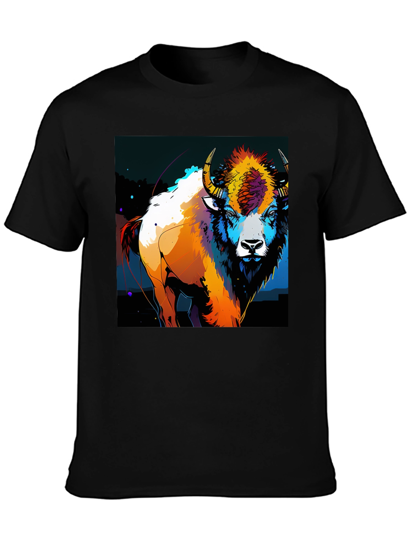 Vibrant Bison Graphic T-Shirt